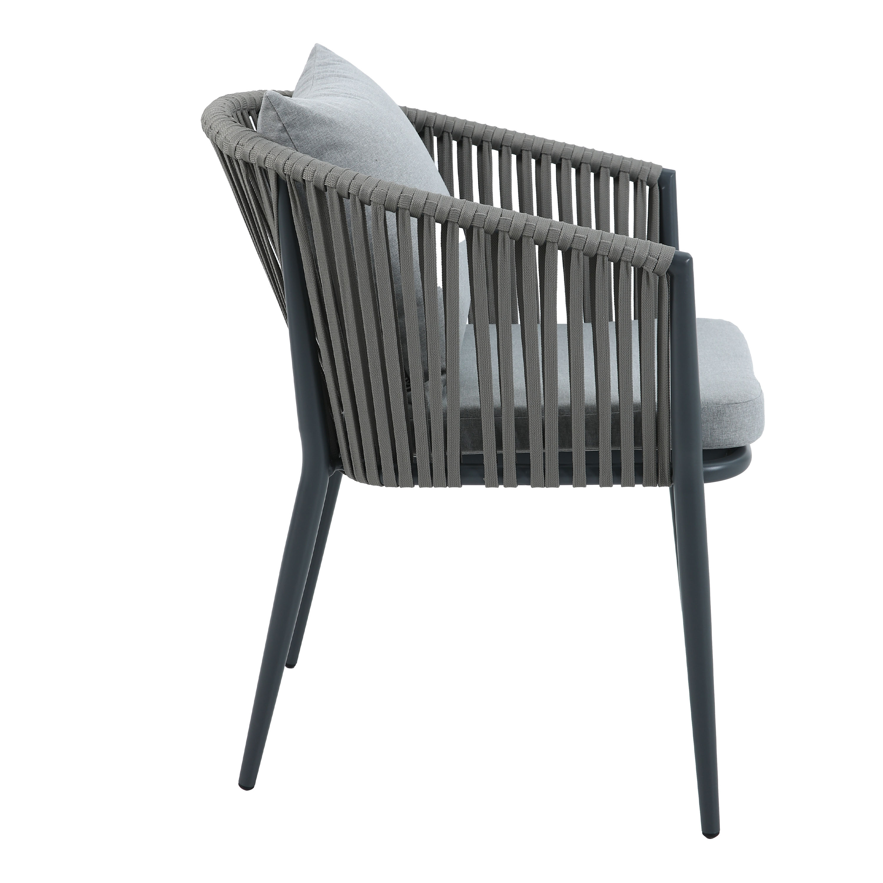 AXI Chay Garden Set with 8 Chairs – Antraciet with Polywood in Wood Effect