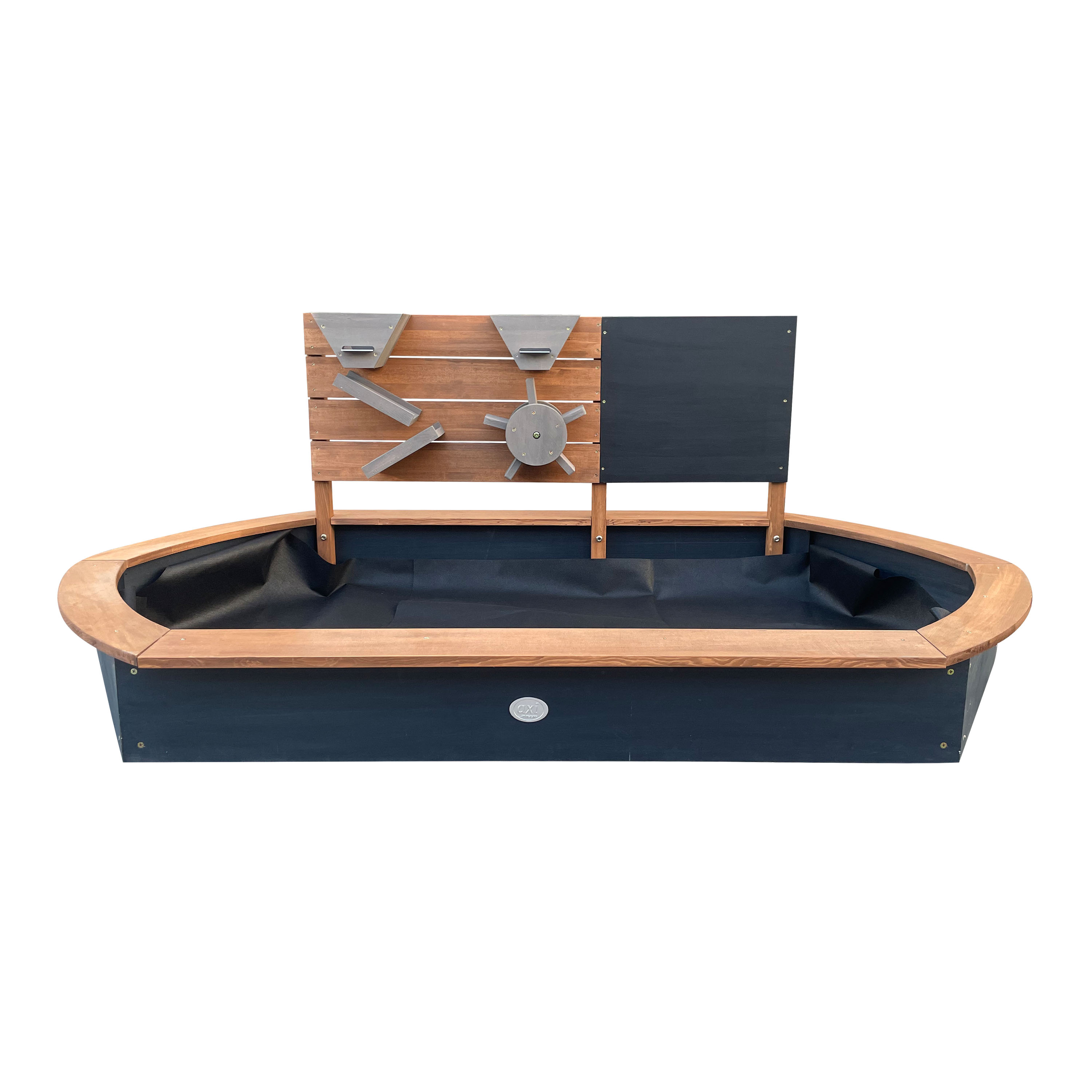 AXI Joey Sandbox Oval with Play wall and Chalkboard - 158 x 91 cm - Brown/Anthracite