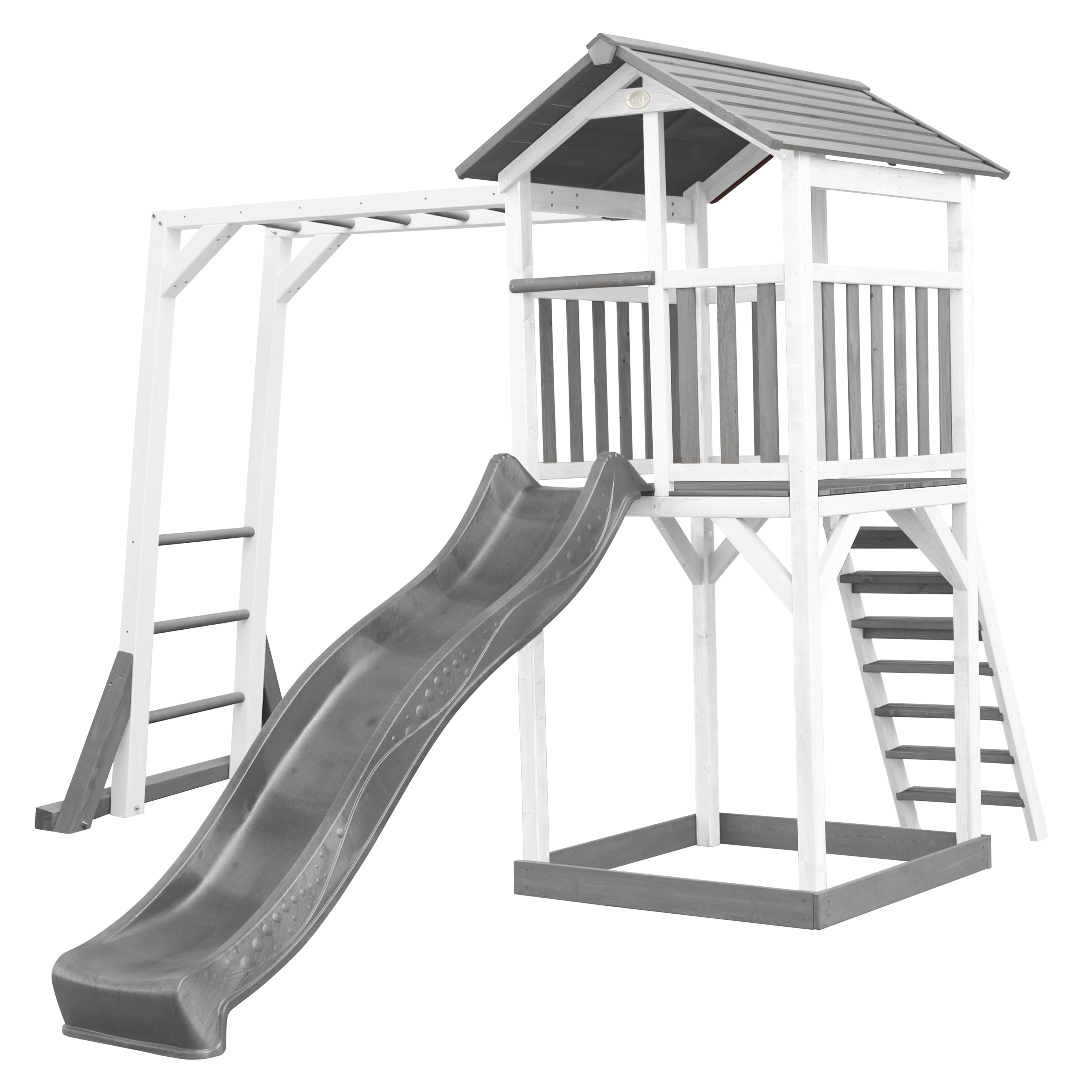 AXI Beach Tower with Climbing Frame Grey/White - Grey Slide