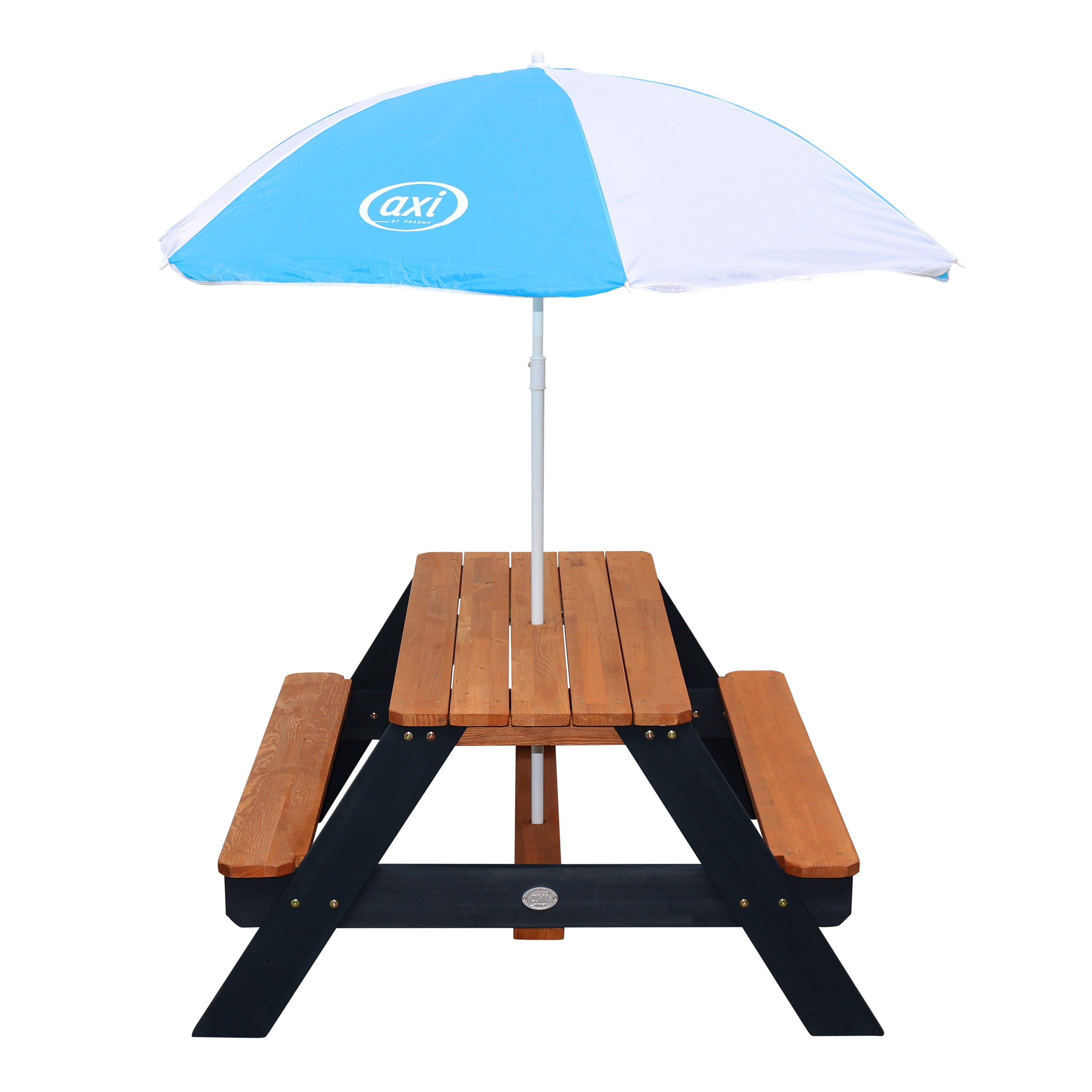 AXI Nick Picnic Table Anthracite/Brown - Umbrella Blue/White