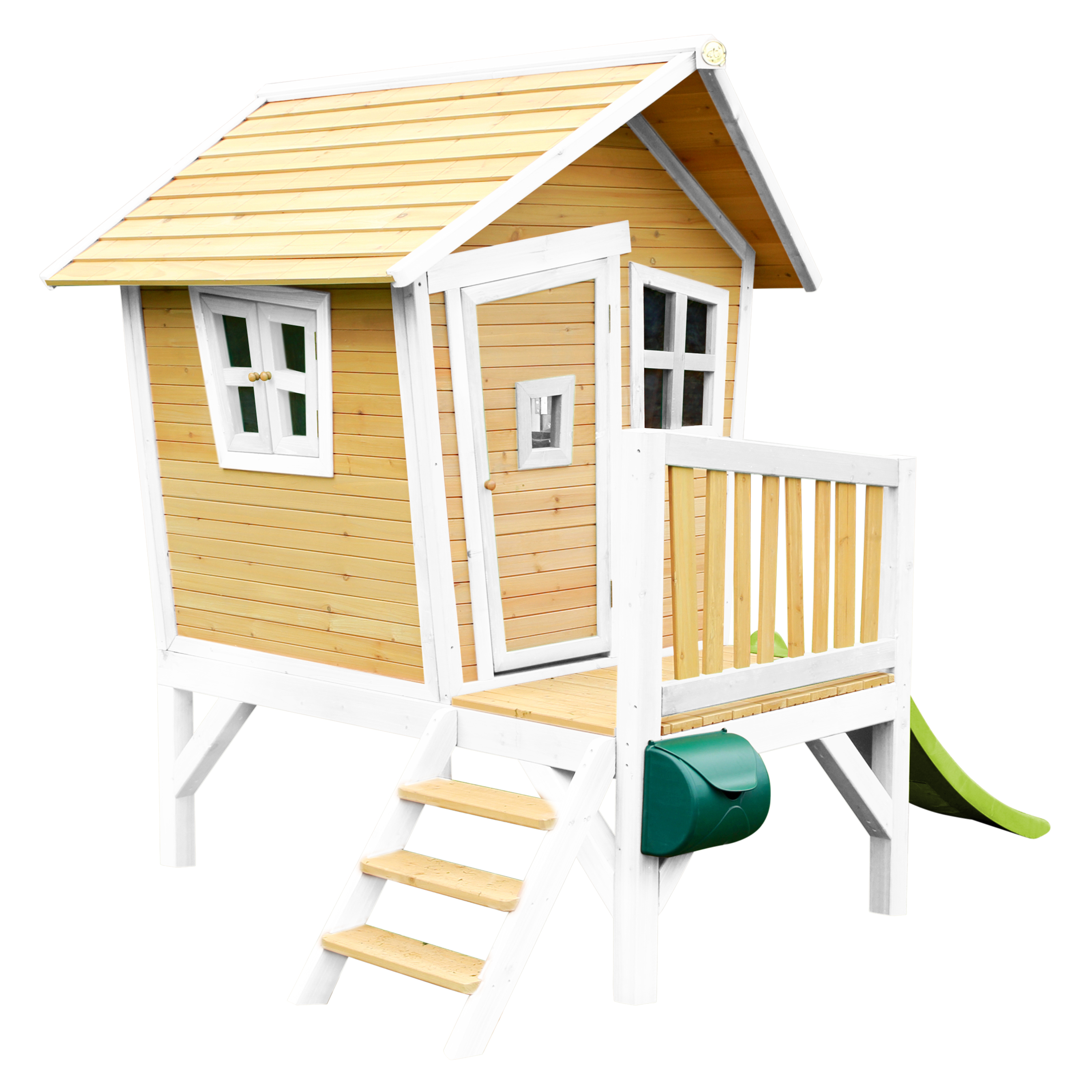AXI Robin Playhouse Brown/White - Lime Green Slide