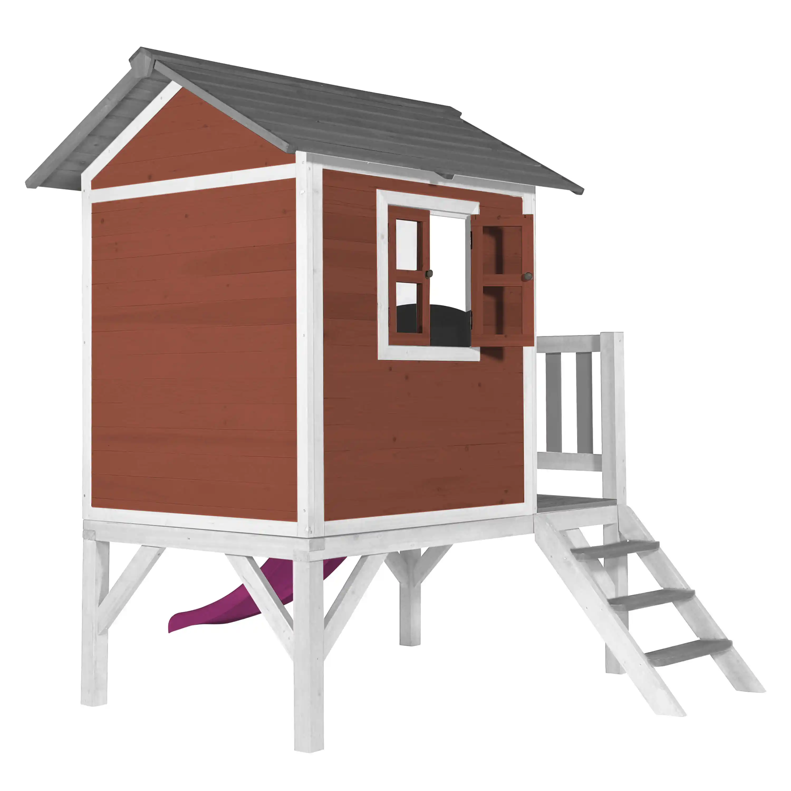 AXI Lodge XL Speelhuis Scandinavisch Rood - Paarse Glijbaan