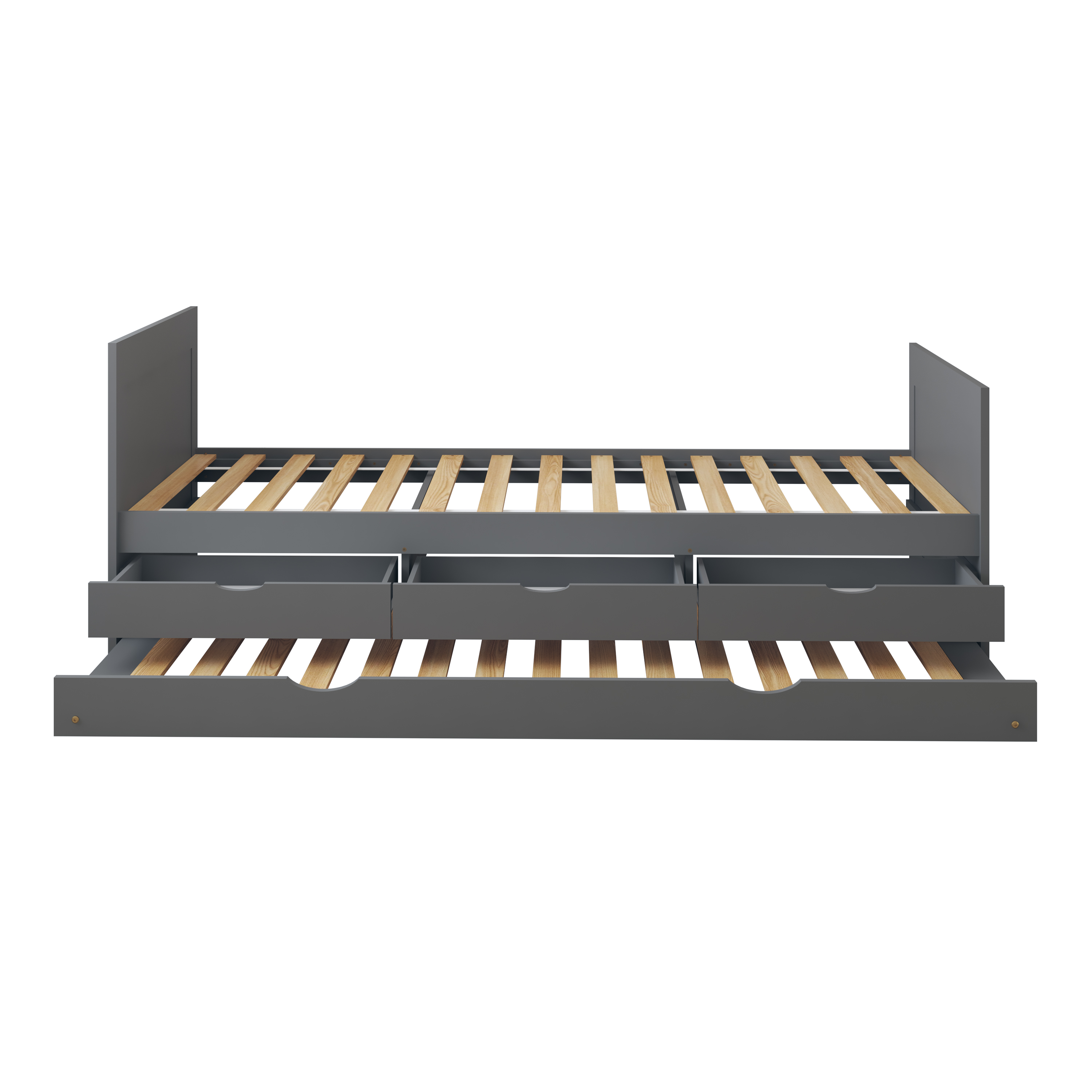 Sunny Eli Kids Bed with Trundle and 3 Storage Drawers Grey – Without Mattress