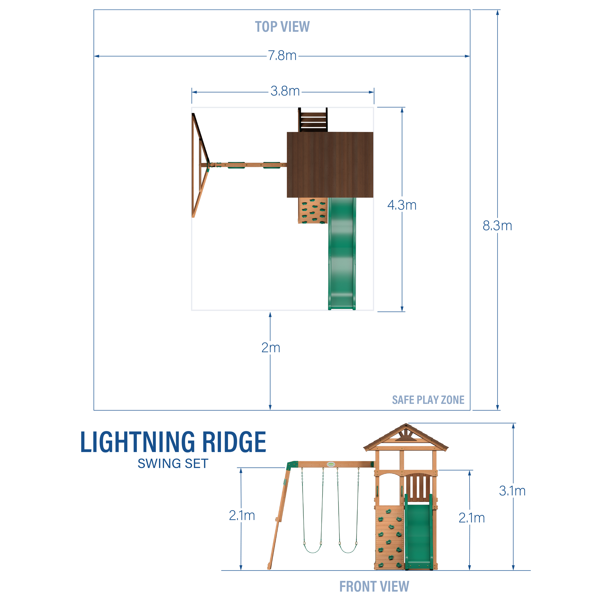 Backyard Discovery Lightning Ridge Spielturm mit Rutsche und Schaukel