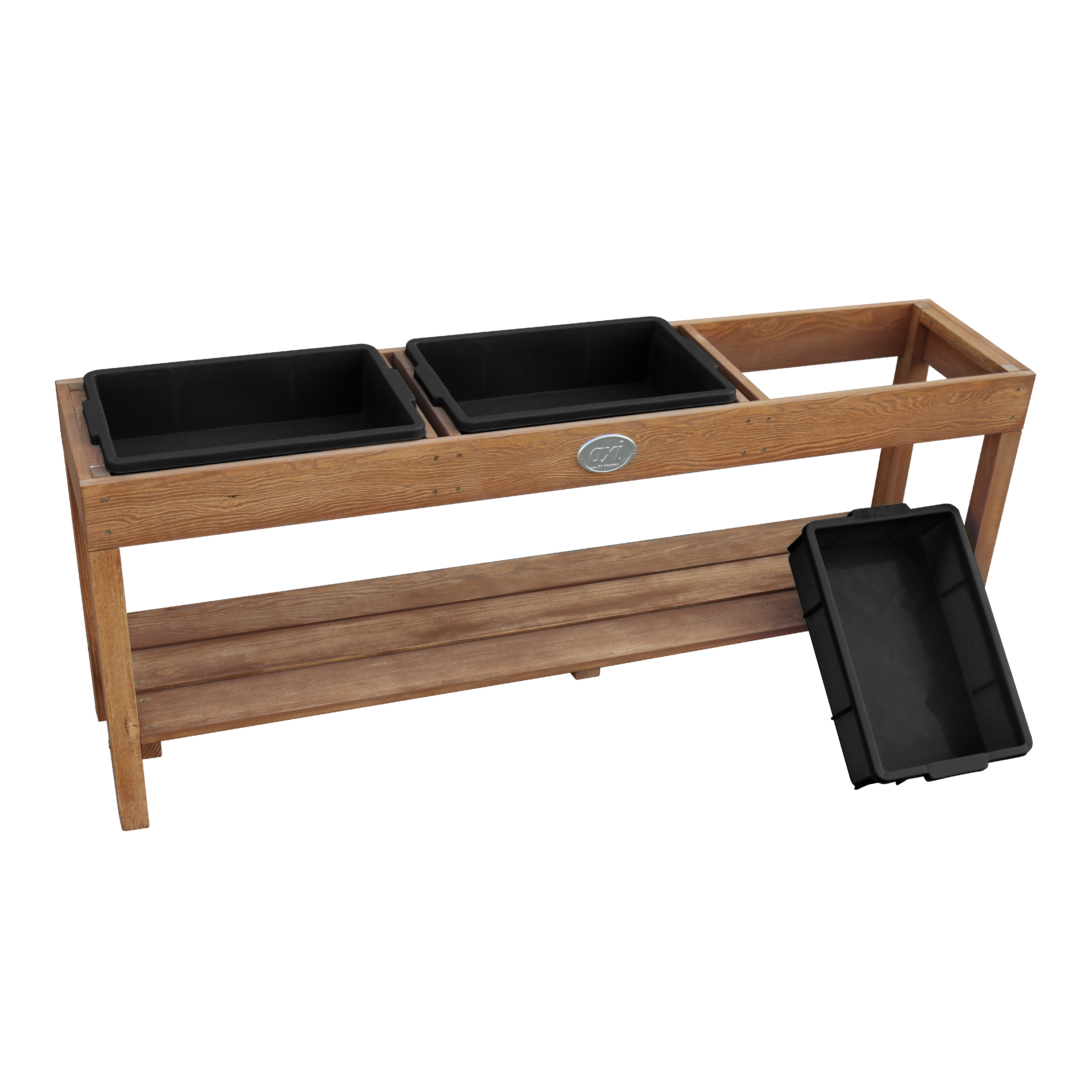 AXI Activity Table with 3 Black Bins - Dark Brown