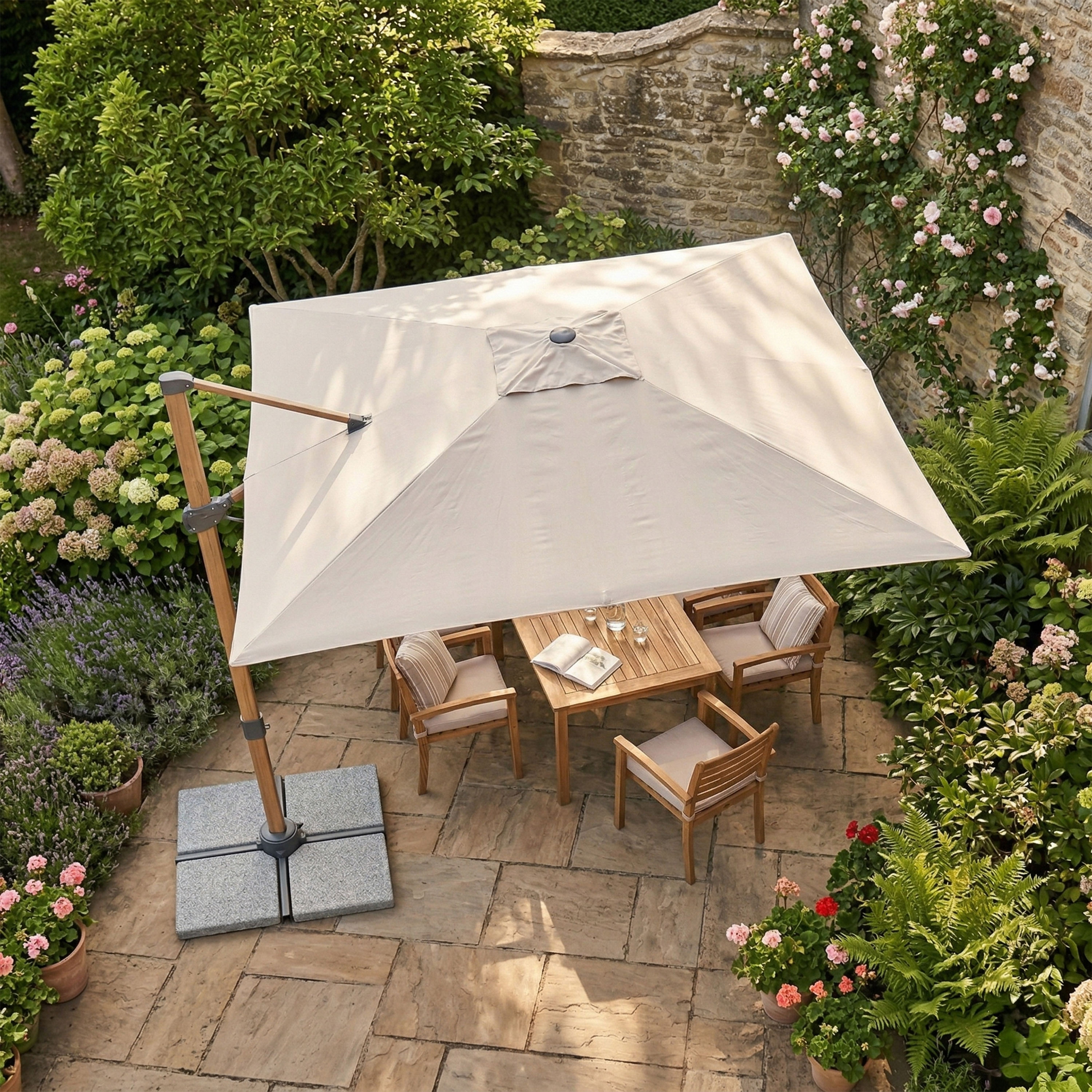 AXI Alina Cantilever Parasol 300x300cm Wood-look/Beige