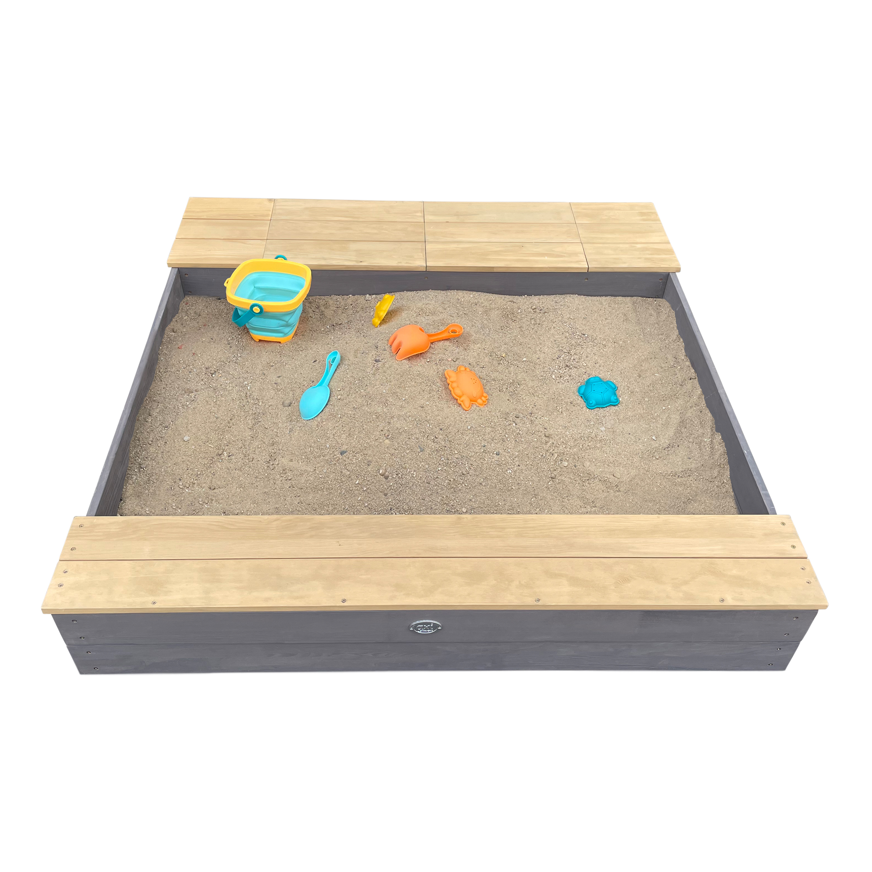 AXI Evy Sandbox with Bins and Storage - 119 x 117 cm - Grey/Brown