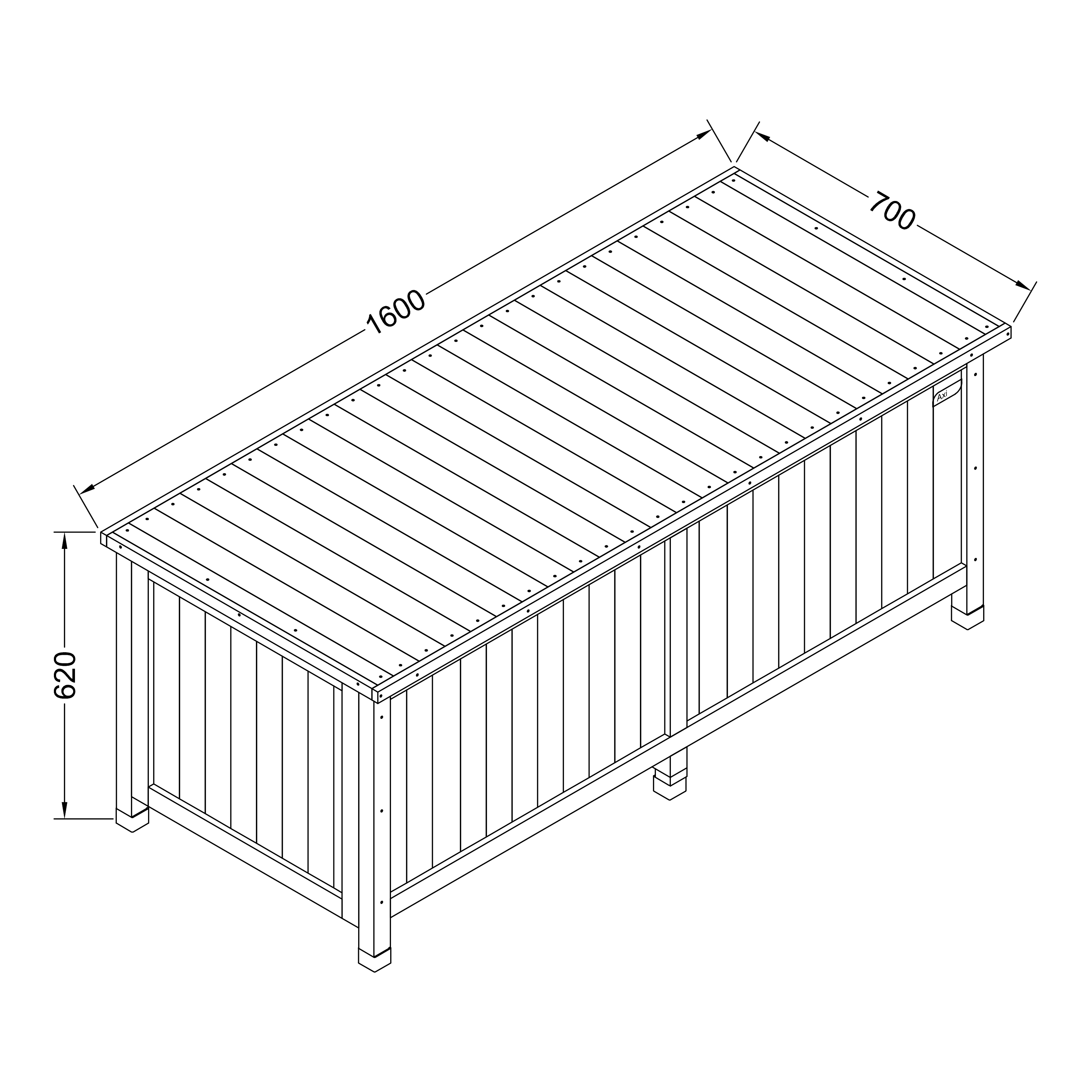 AXI Milo Wooden Storage Box M Brown – 160x70x62cm
