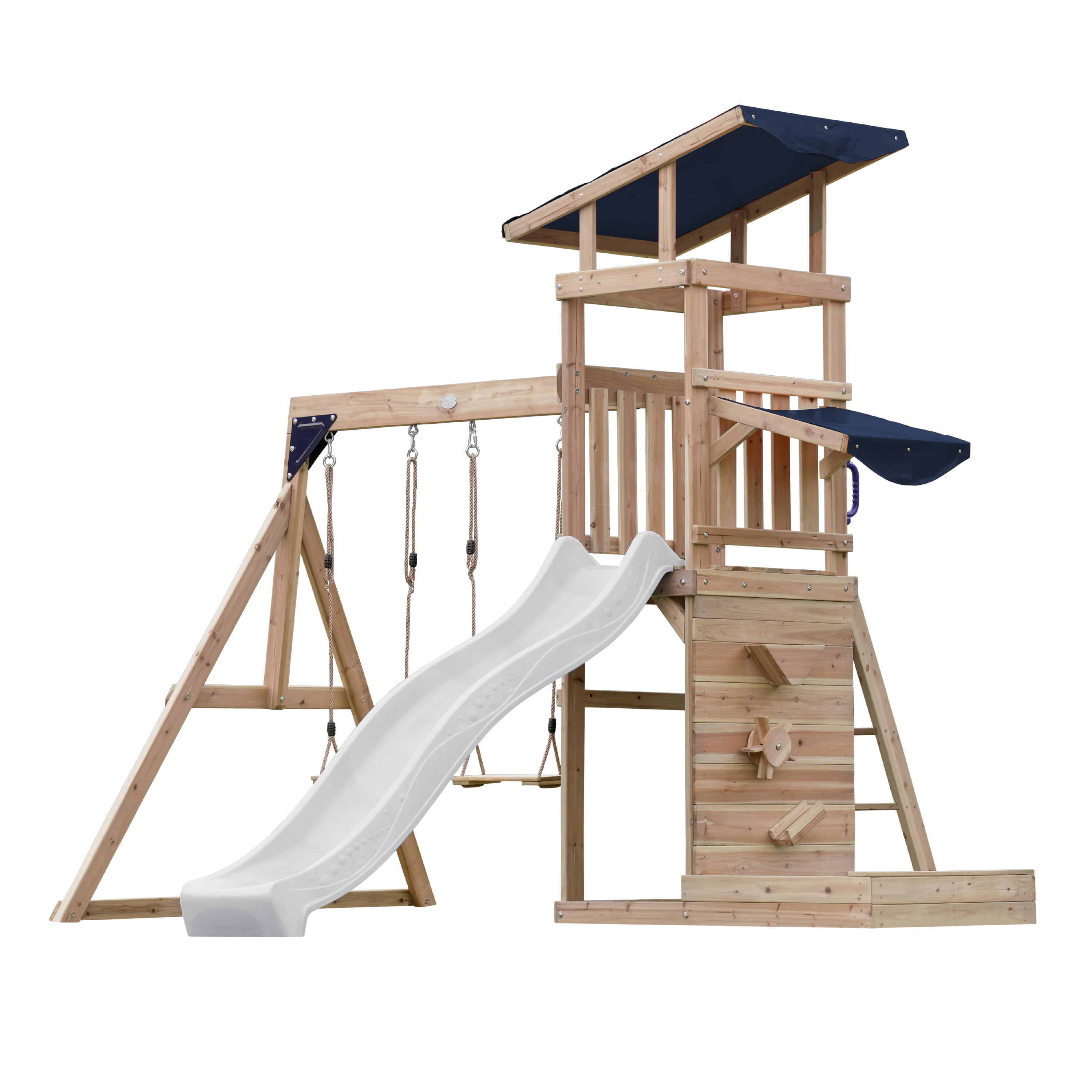 AXI Malik Climbing Frame with Double Swing Set - White Slide