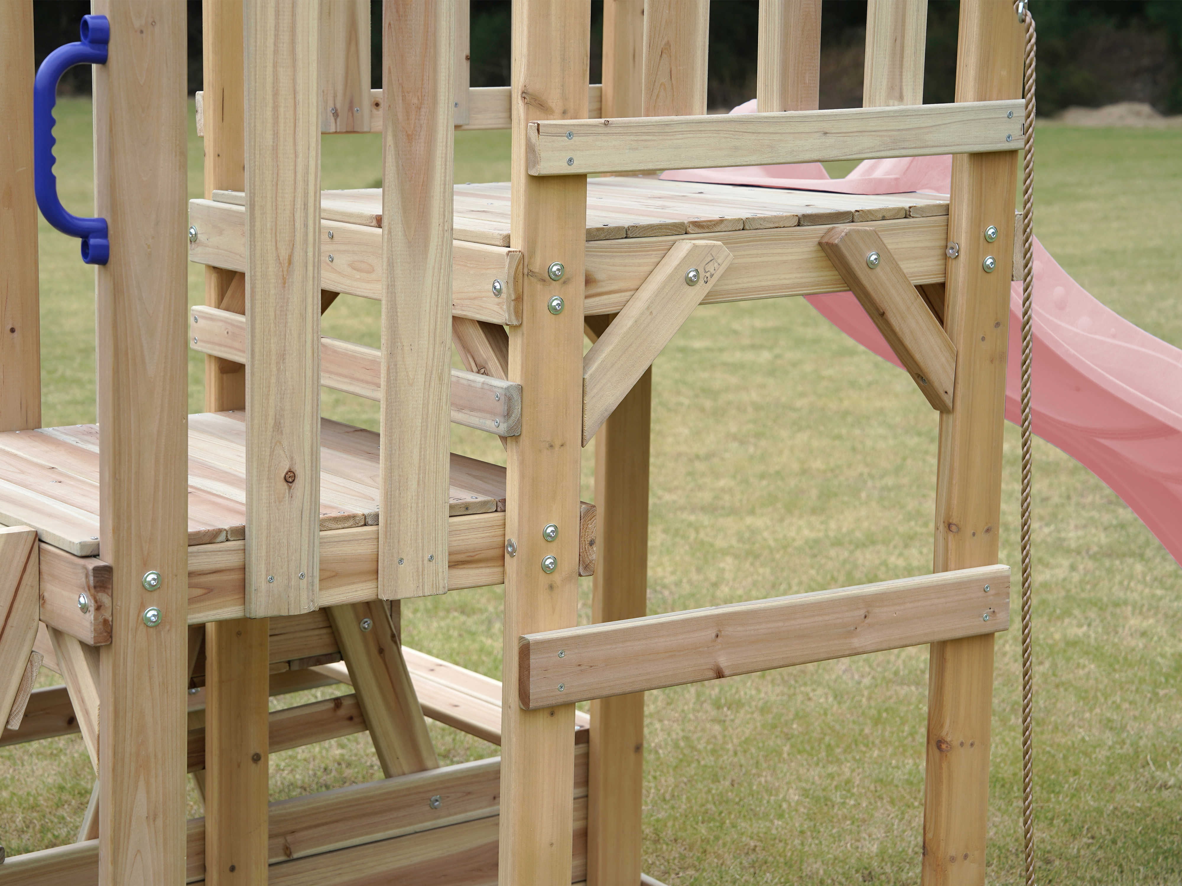 AXI Mette Climbing Frame with Double Swing Set and Picnic Table - Pastel Pink Slide