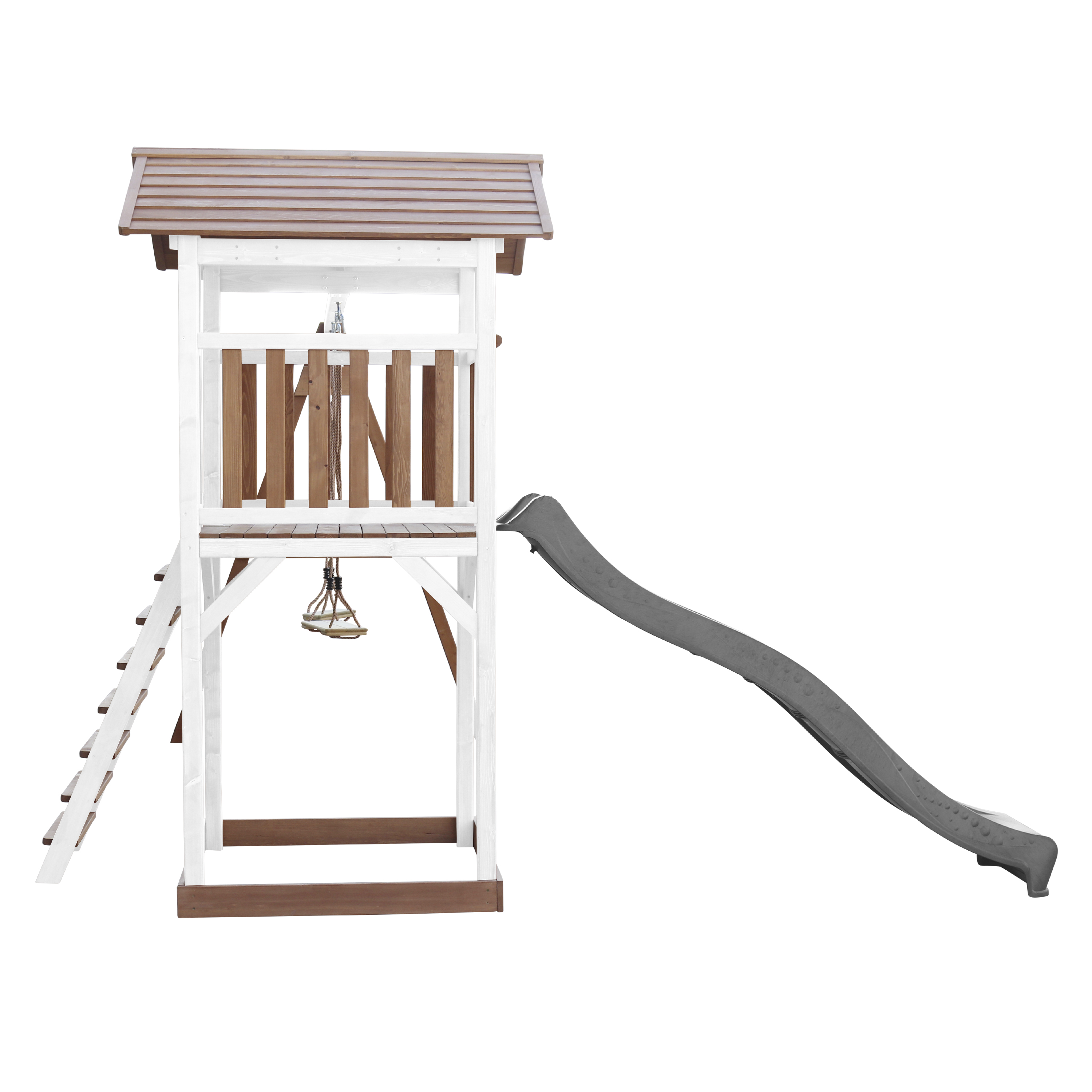 AXI Beach Tower with Double Swing Set Brown/White - Grey Slide