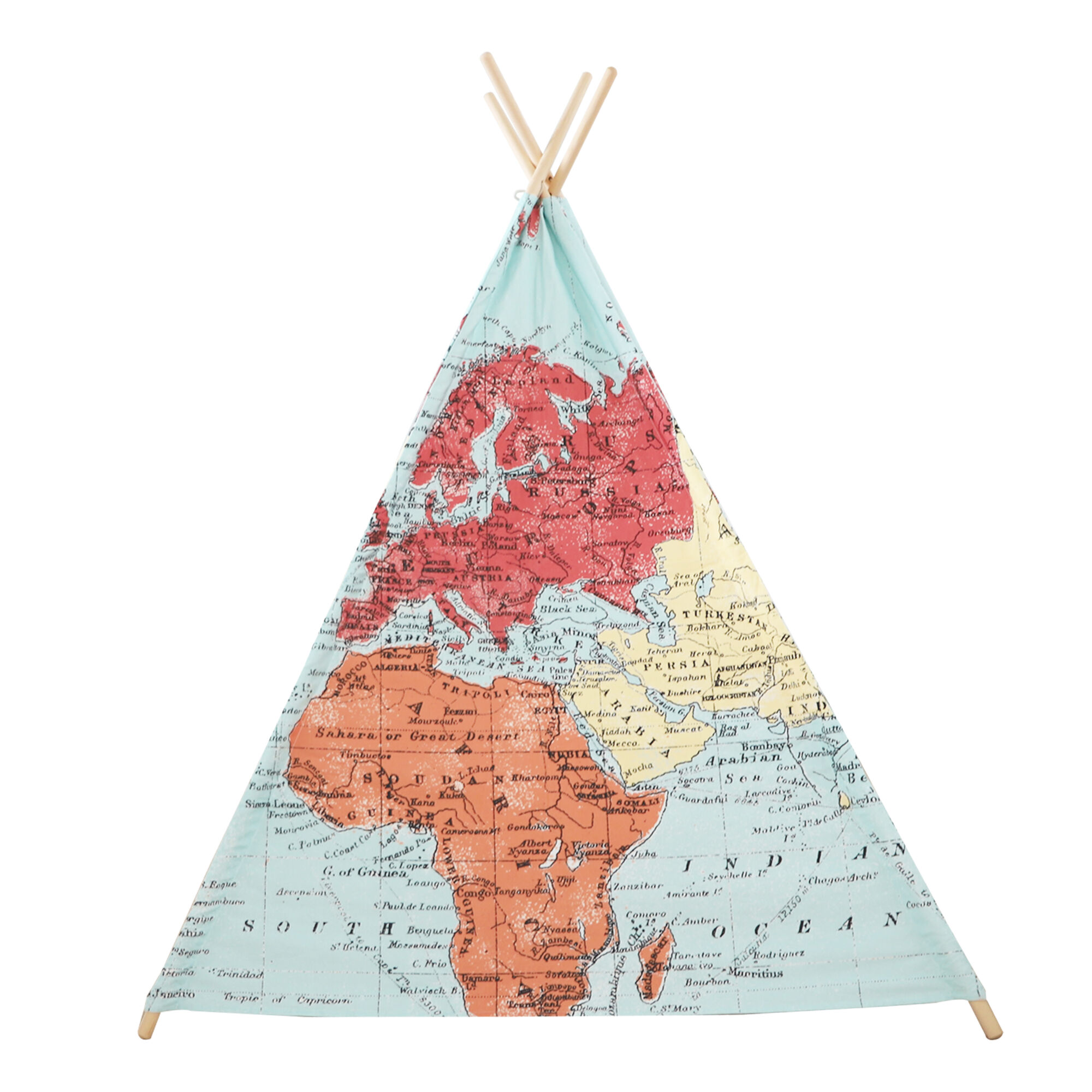 Sunny Tipi Zelt mit Weltkarte - Mehrfarbig
