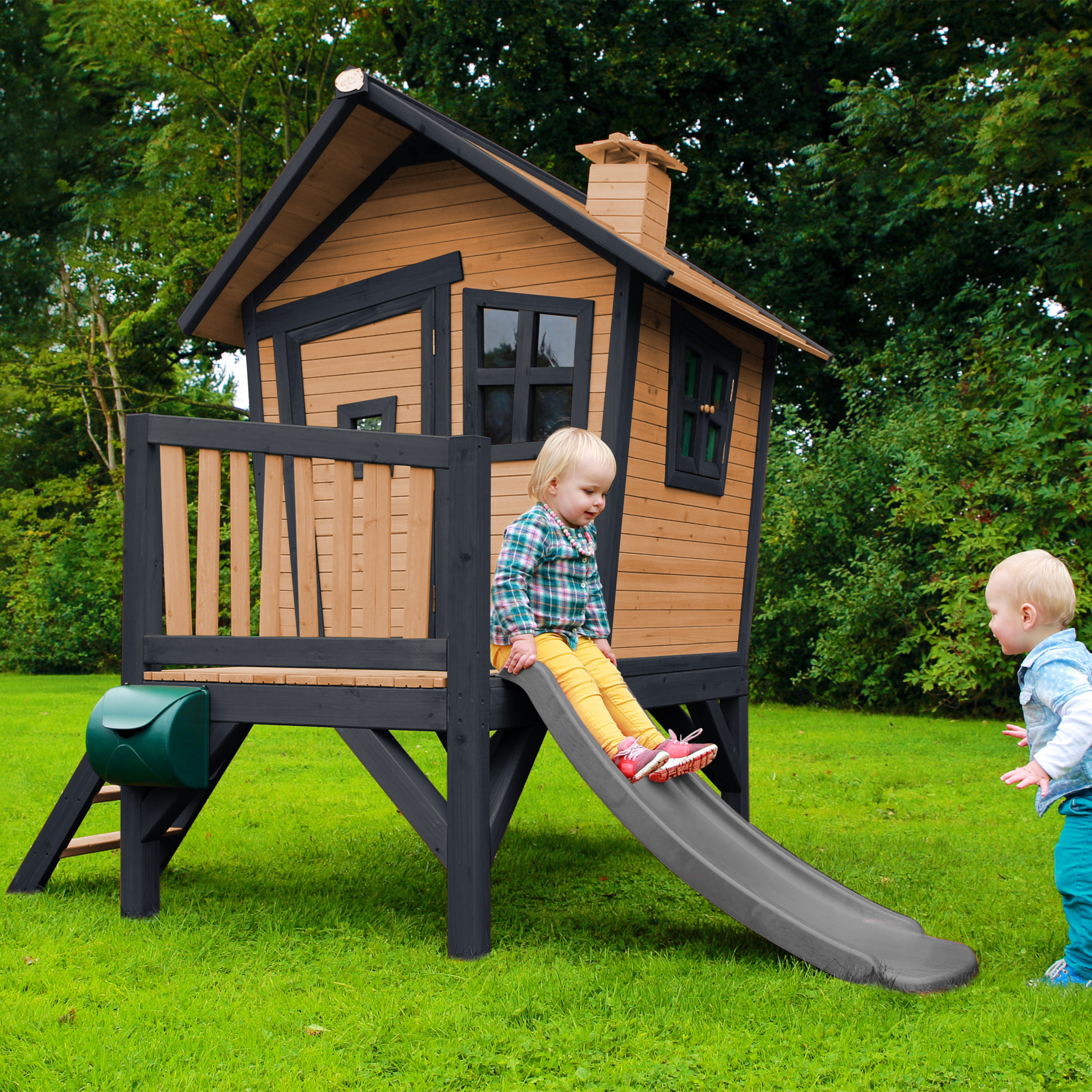 AXI Robin Playhouse Brown/Anthracite - Grey Slide