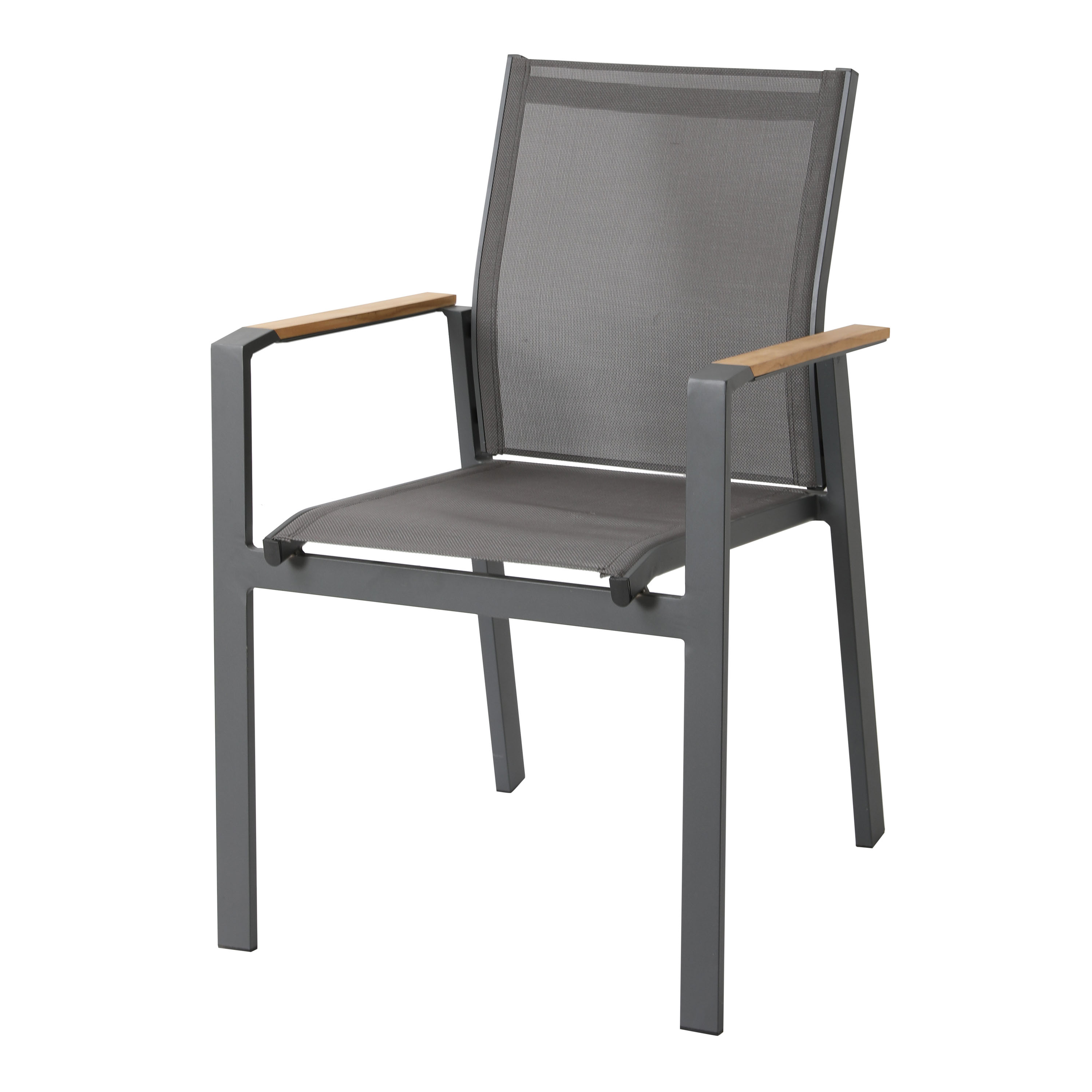 AXI Alva Aluminium Chairs Anthracite/Teak – Set 2 pieces