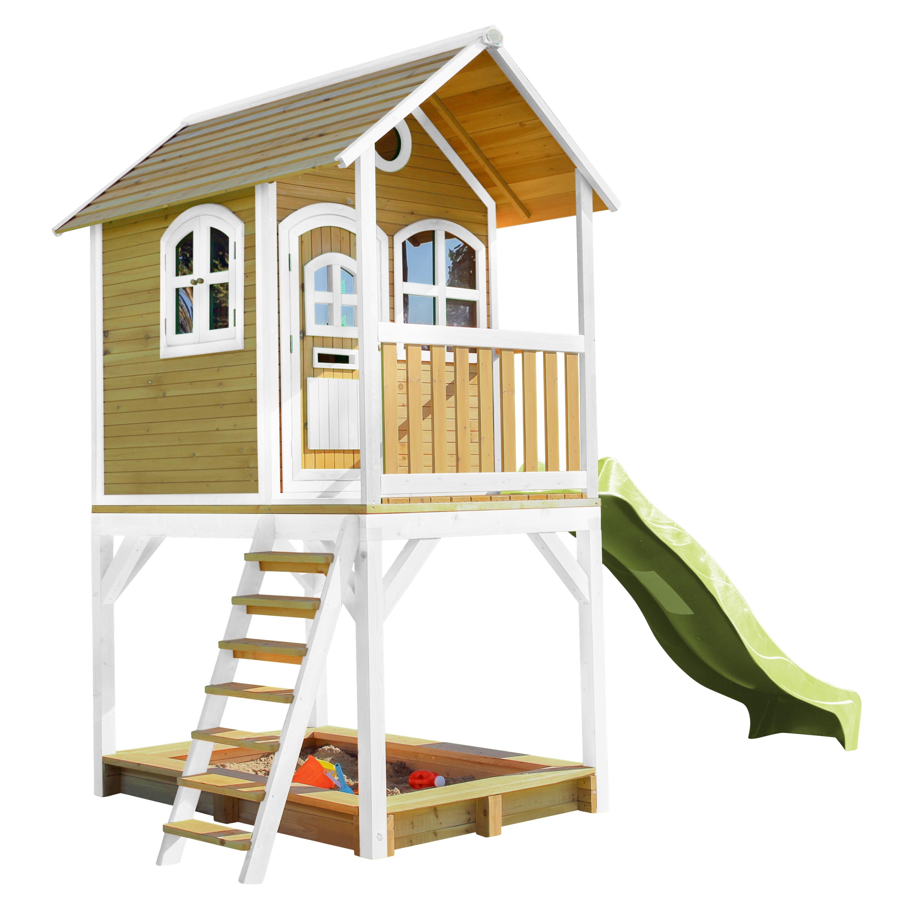 AXI Sarah Playhouse Brown/White - Lime Green Slide