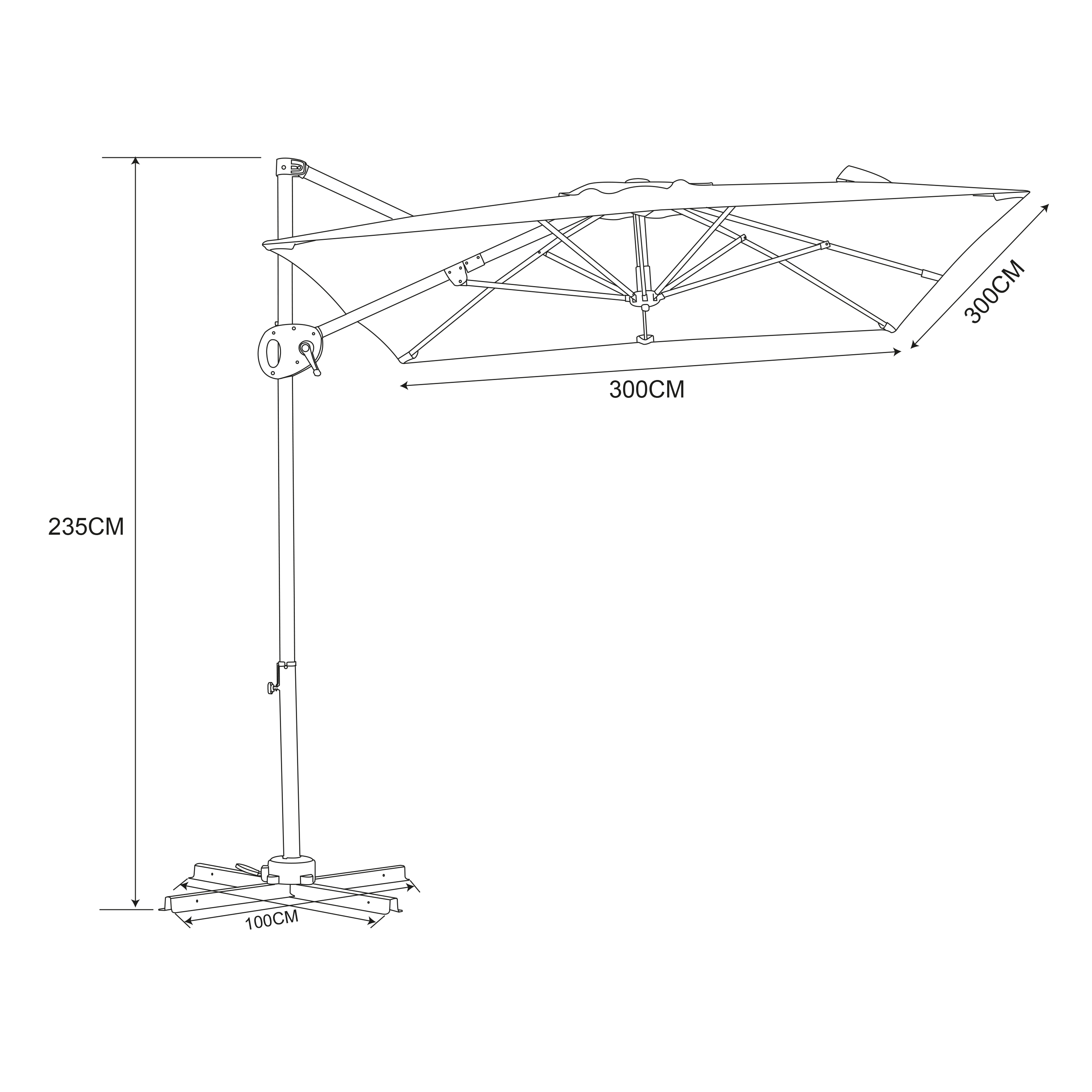 AXI Mira Cantilever Parasol 300x300cm Wood-look/Taupe