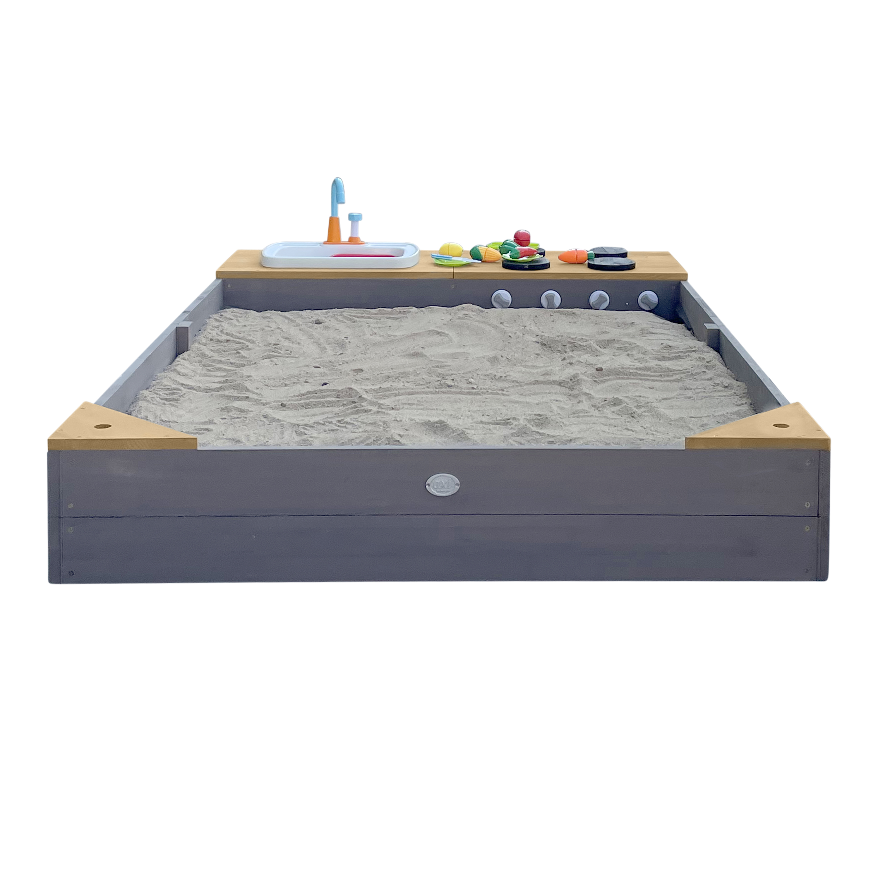 AXI Kelly Sandbox with Play Kitchen - 180 x 115 cm - Grey/brown