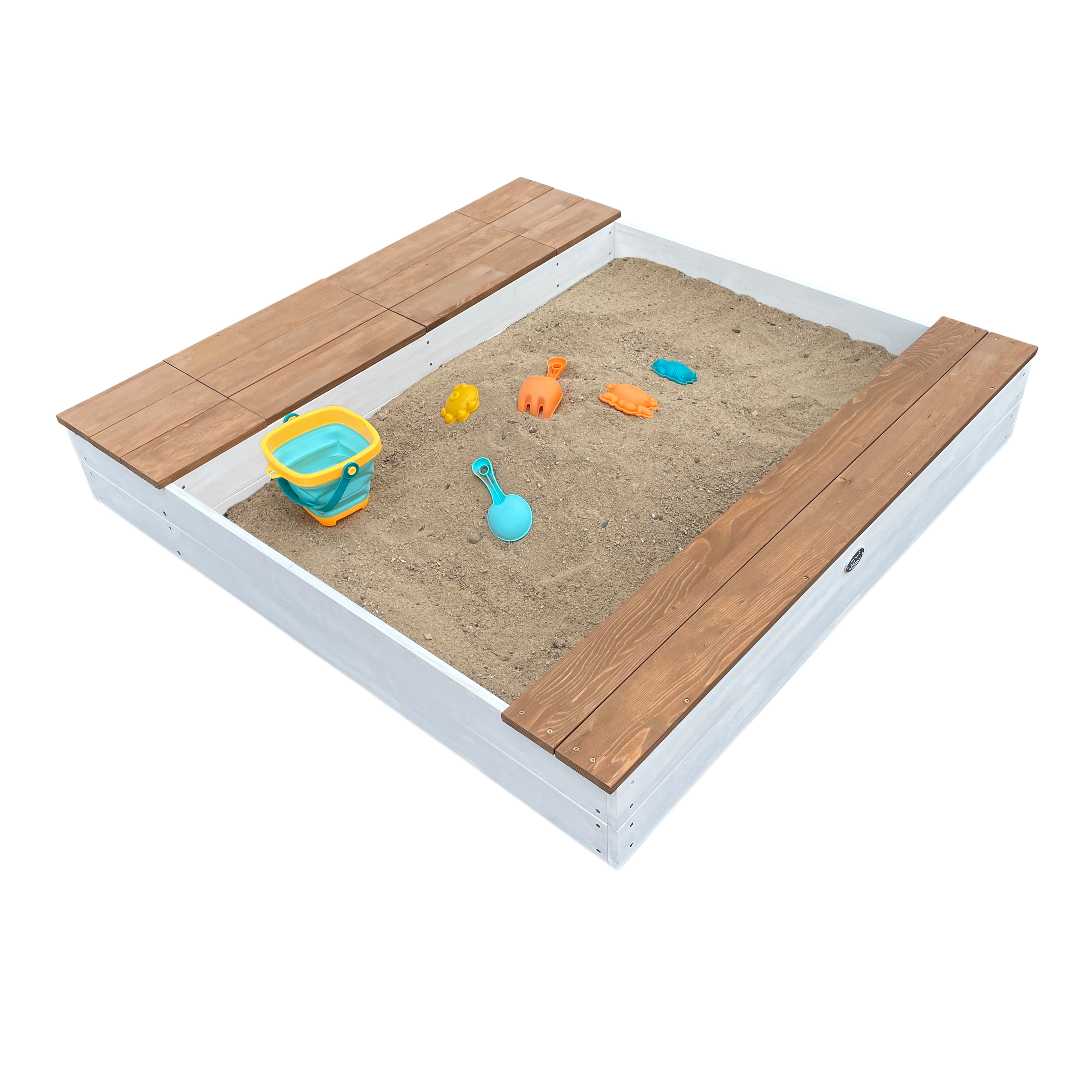 AXI Evy Sandbox with Bins and Storage - 119 x 117 cm - White/Brown