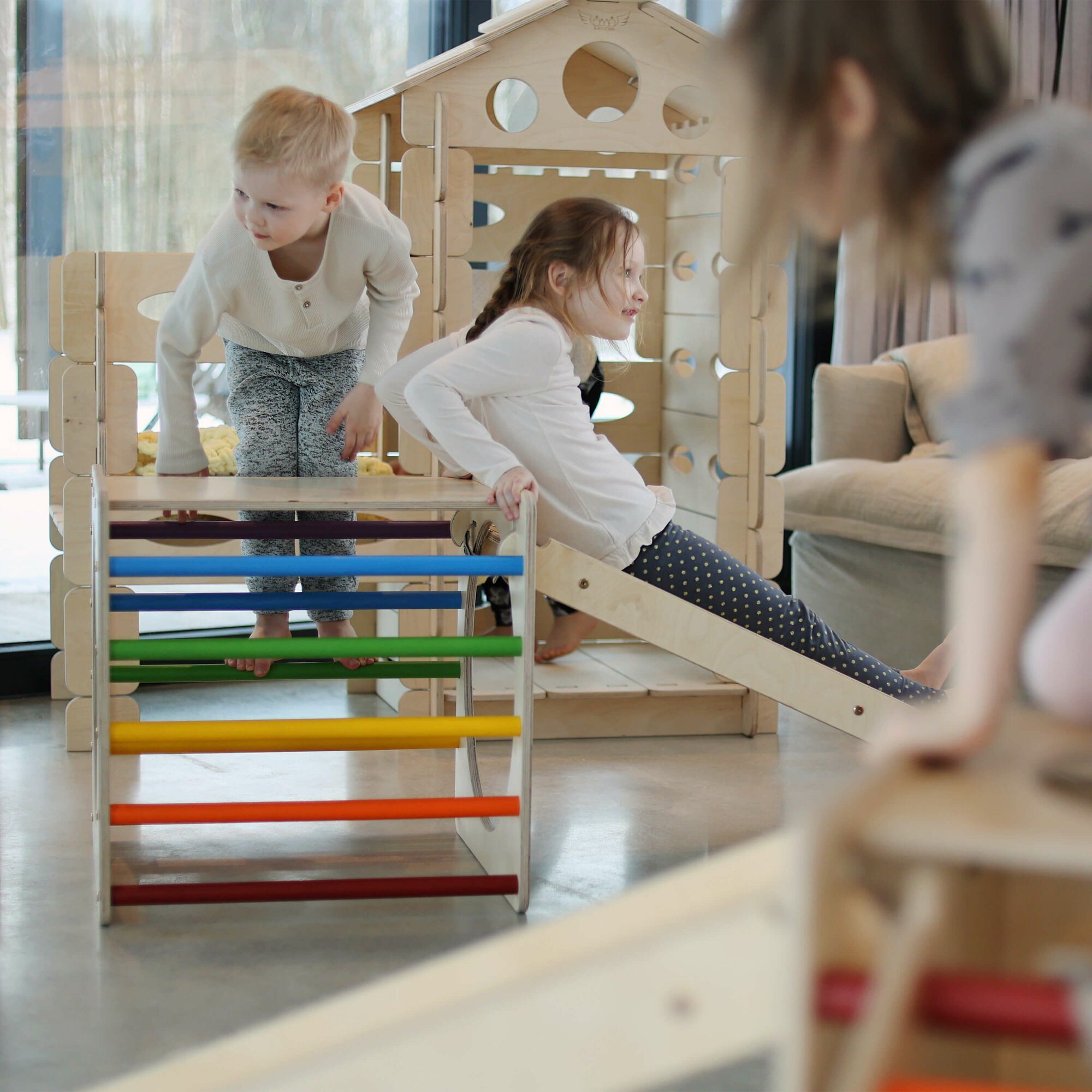 KateHaa Houten Activiteiten Kubus met Ladder Regenboog-4751038481052 KateHaa Houten Activiteiten Kubus met Ladder Regenboog