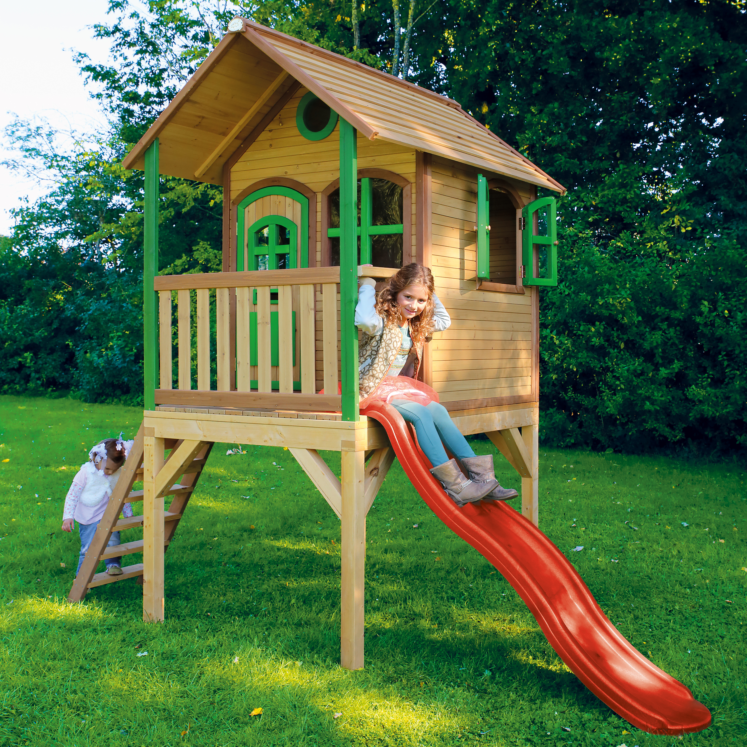 AXI Laura Playhouse Brown/green - Red Slide 