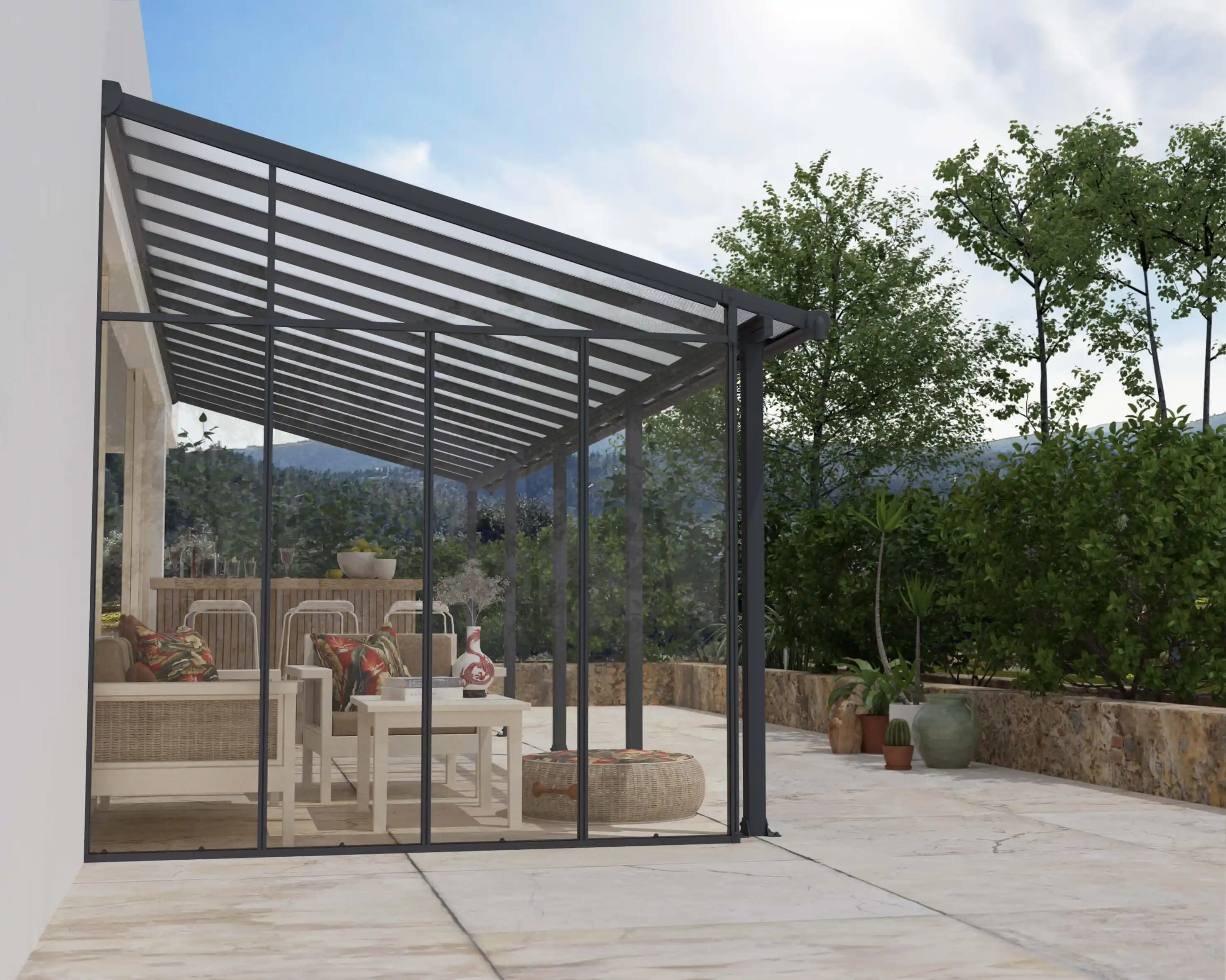 Canopia 3 m Terrasoverkapping  Zijwand Donkergrijs
