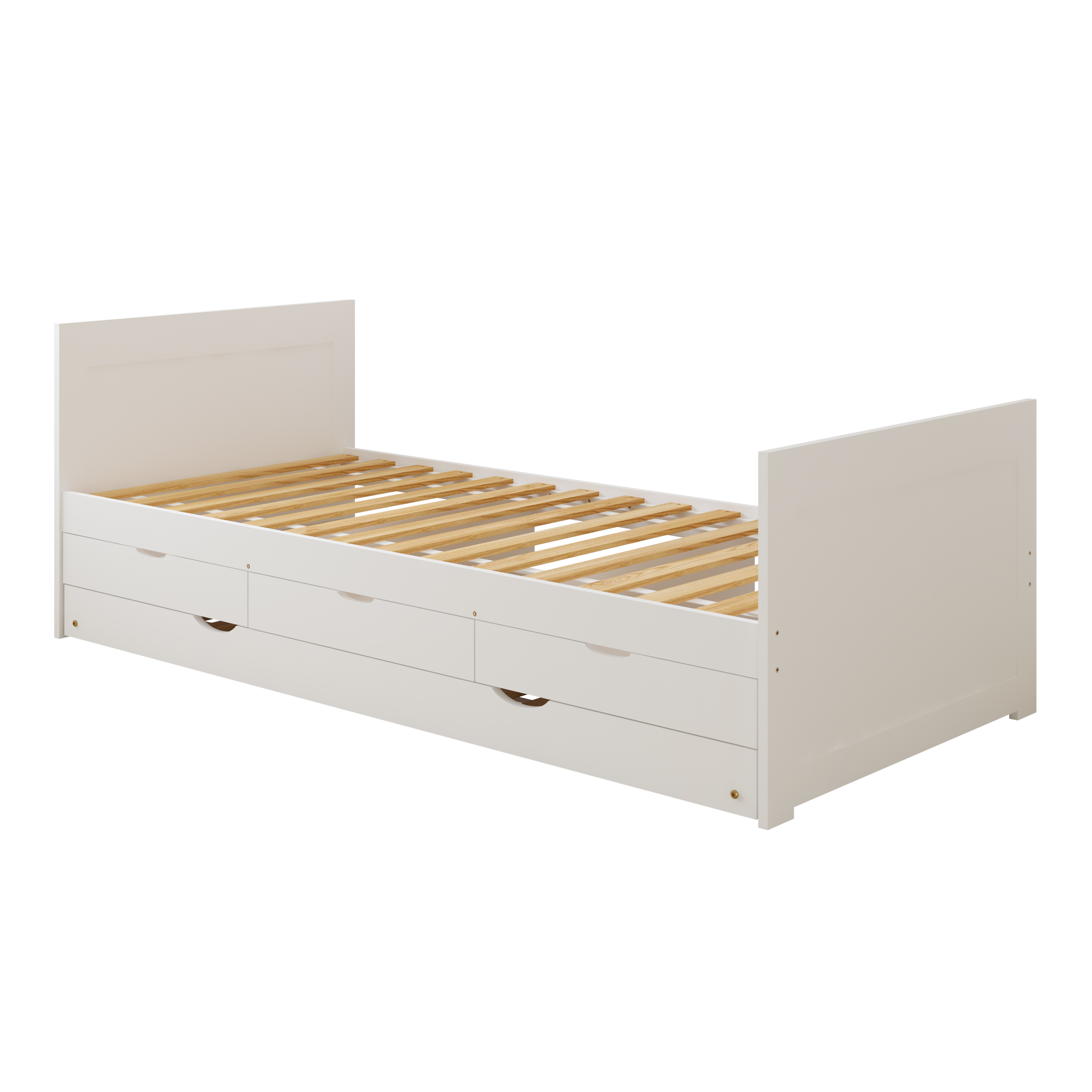 Sunny Eli Kids Bed with Trundle and 3 Storage Drawers White – Without Mattress