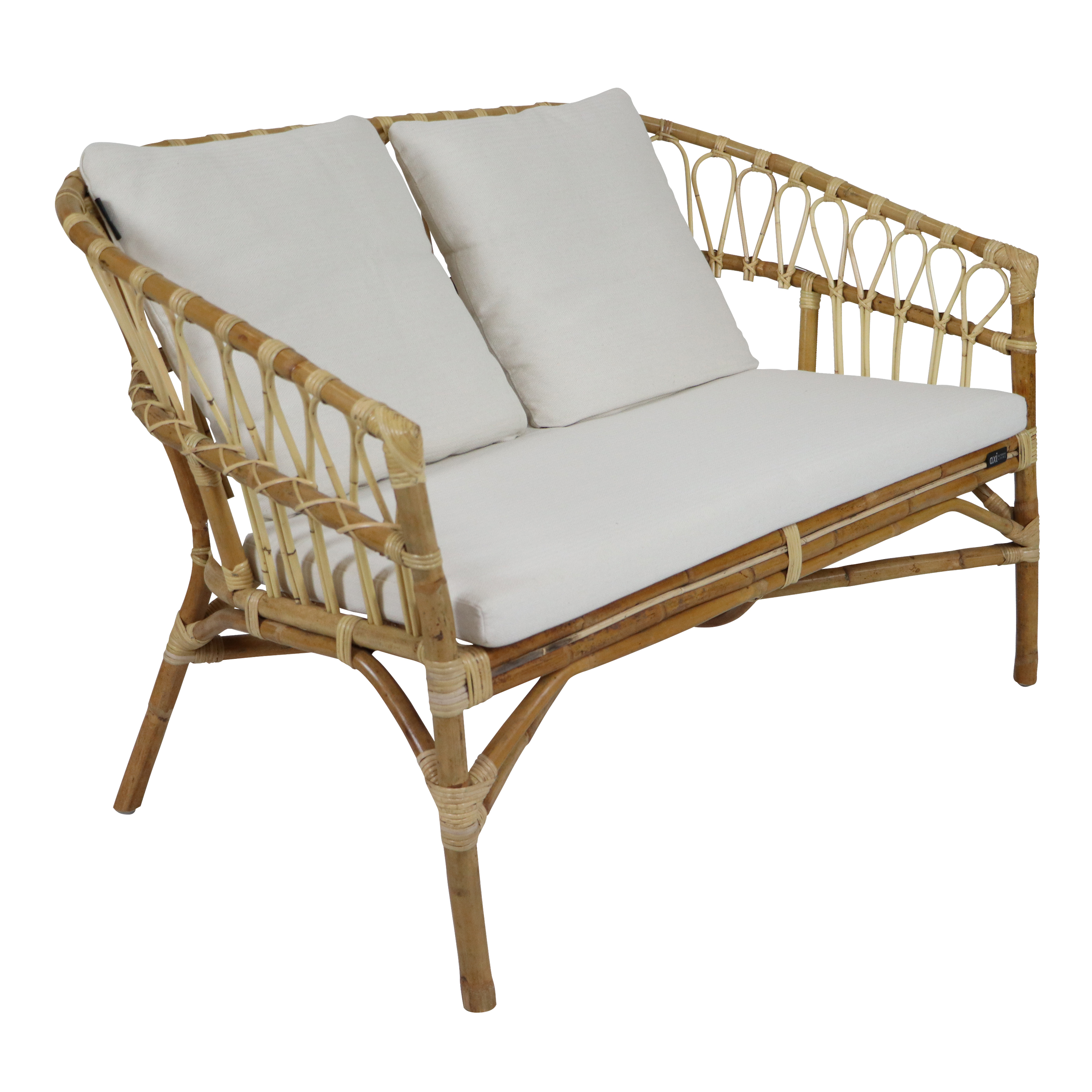 AXI Mary Rattan Lounge Set – 4-Piece with Sofa, Table, and 2 Chairs Natural/White-8720365066238 AXI Mary Rattan Lounge Set – 4-Piece with Sofa, Table, and 2 Chairs Natural/White