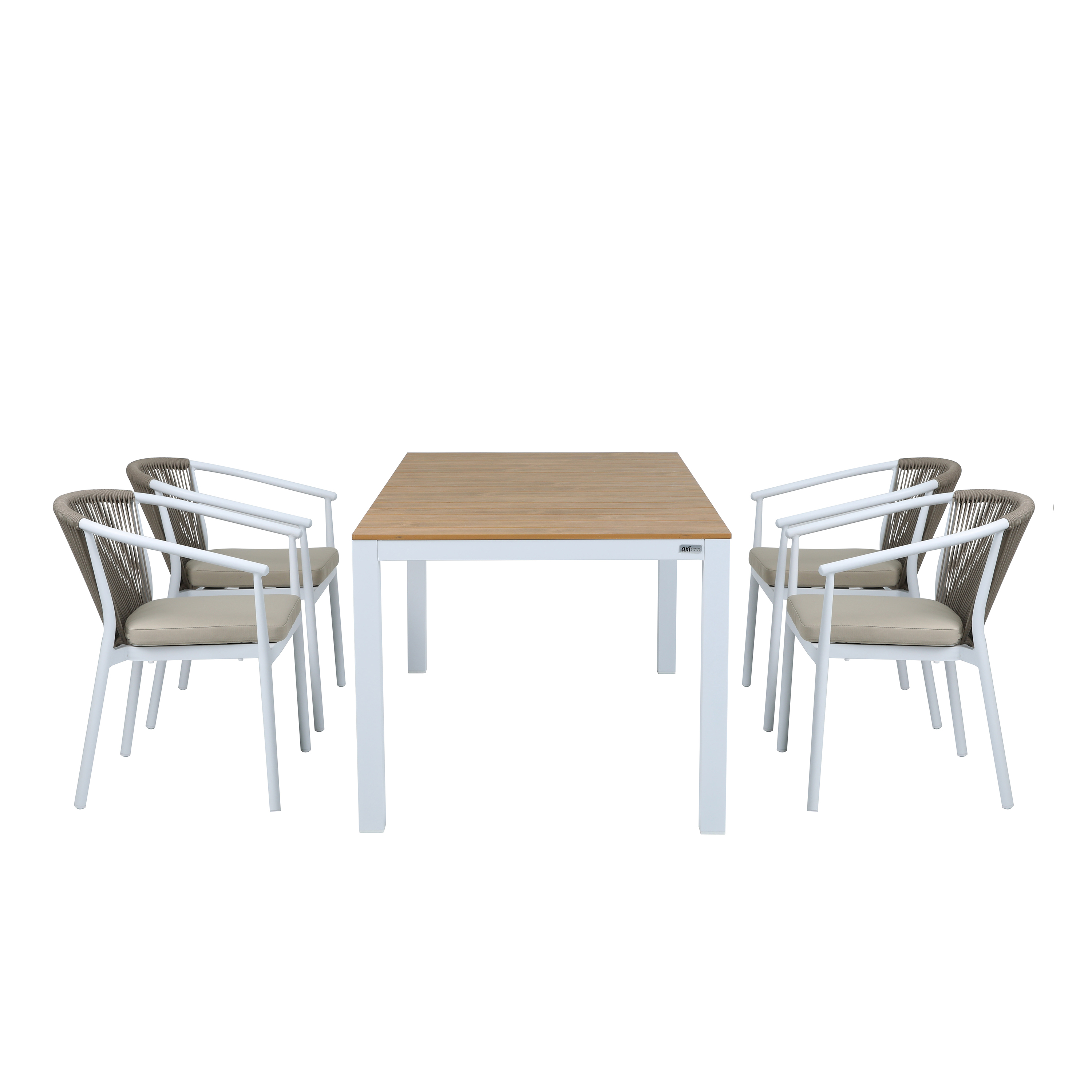AXI Suvi Garden Set with 4 Chairs White with Teak-look Polywood