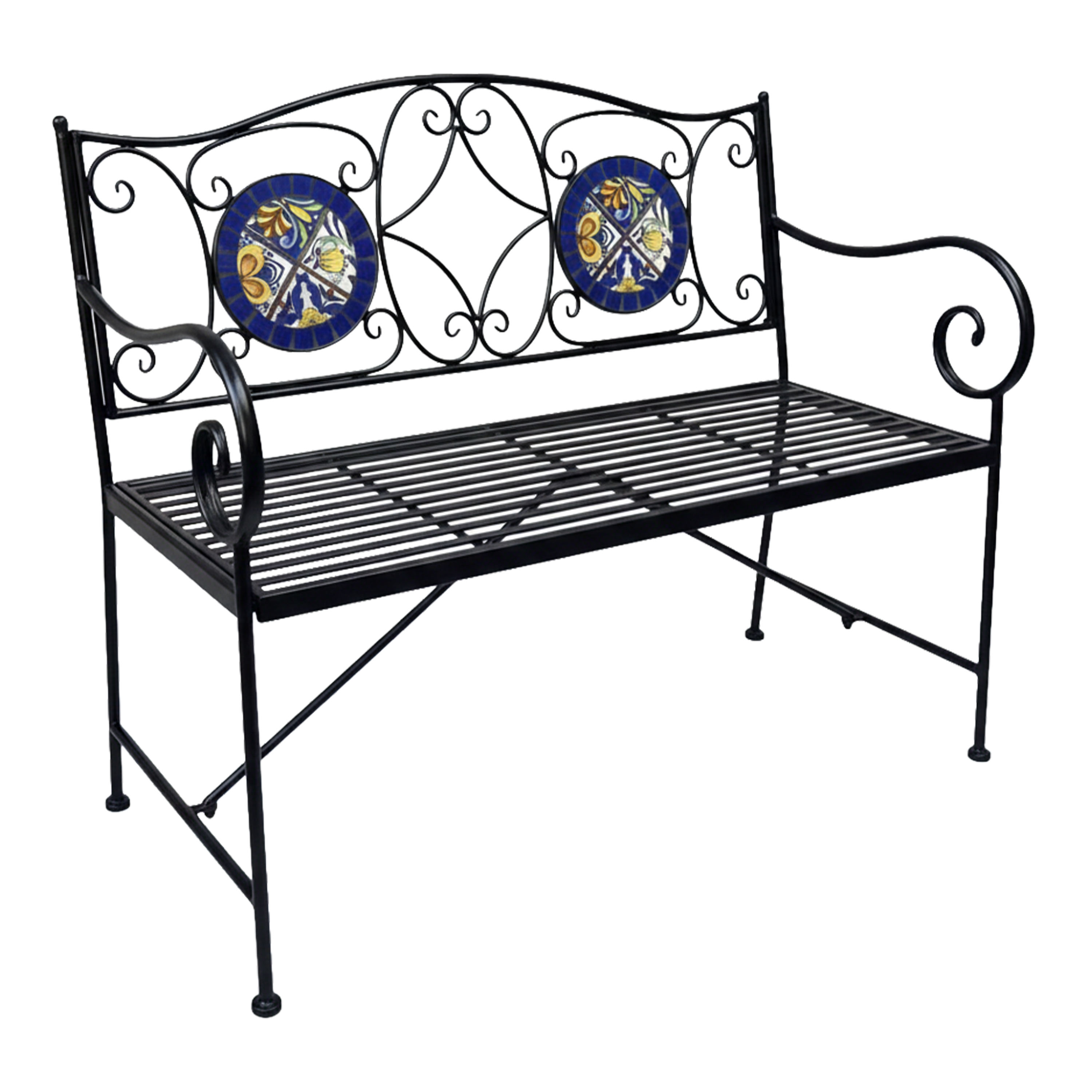 AXI Margot Mosaic Garden Bench Mediterranean Style – Blue/Yellow