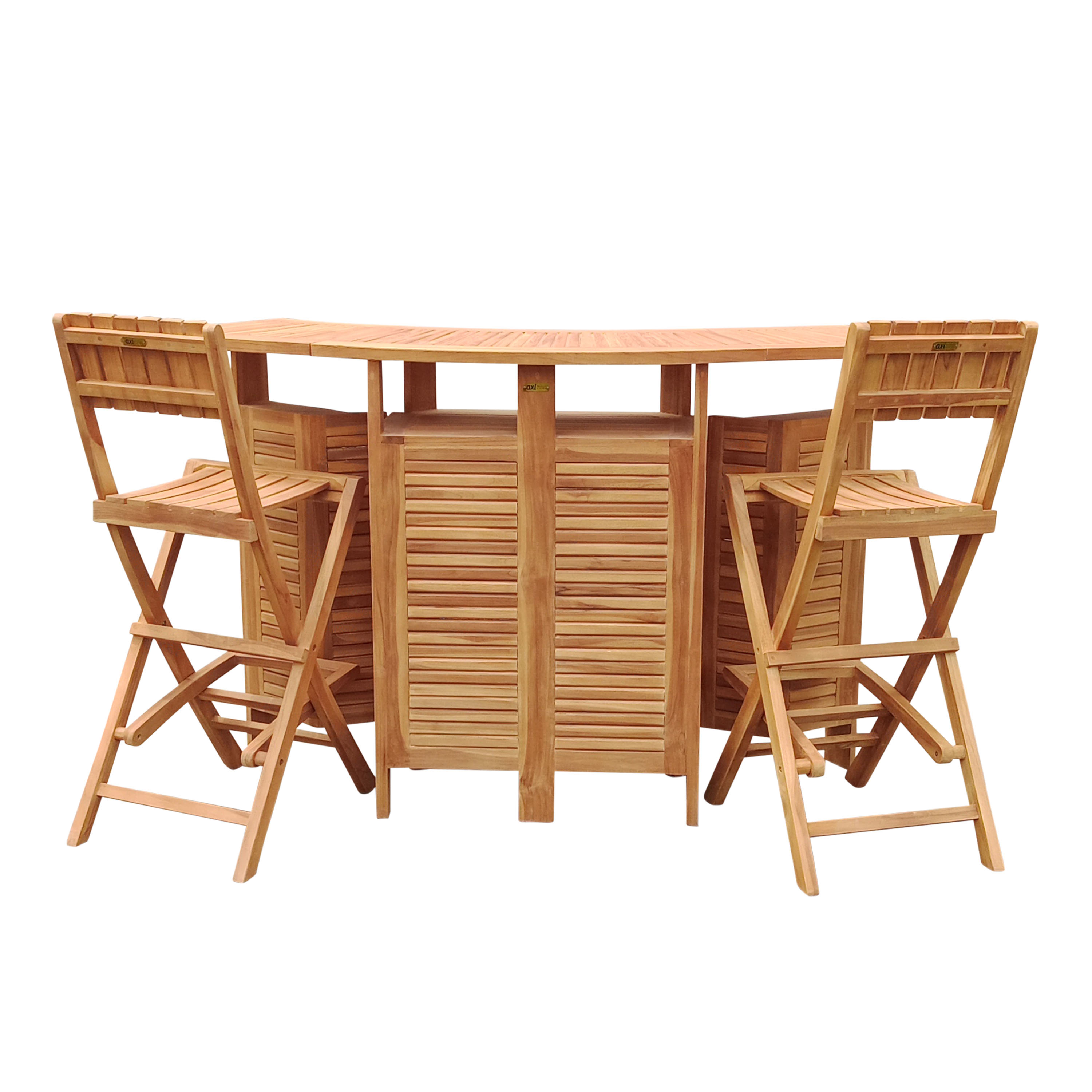 AXI Bruno Foldable Teak Bar Set with 2 bar stools