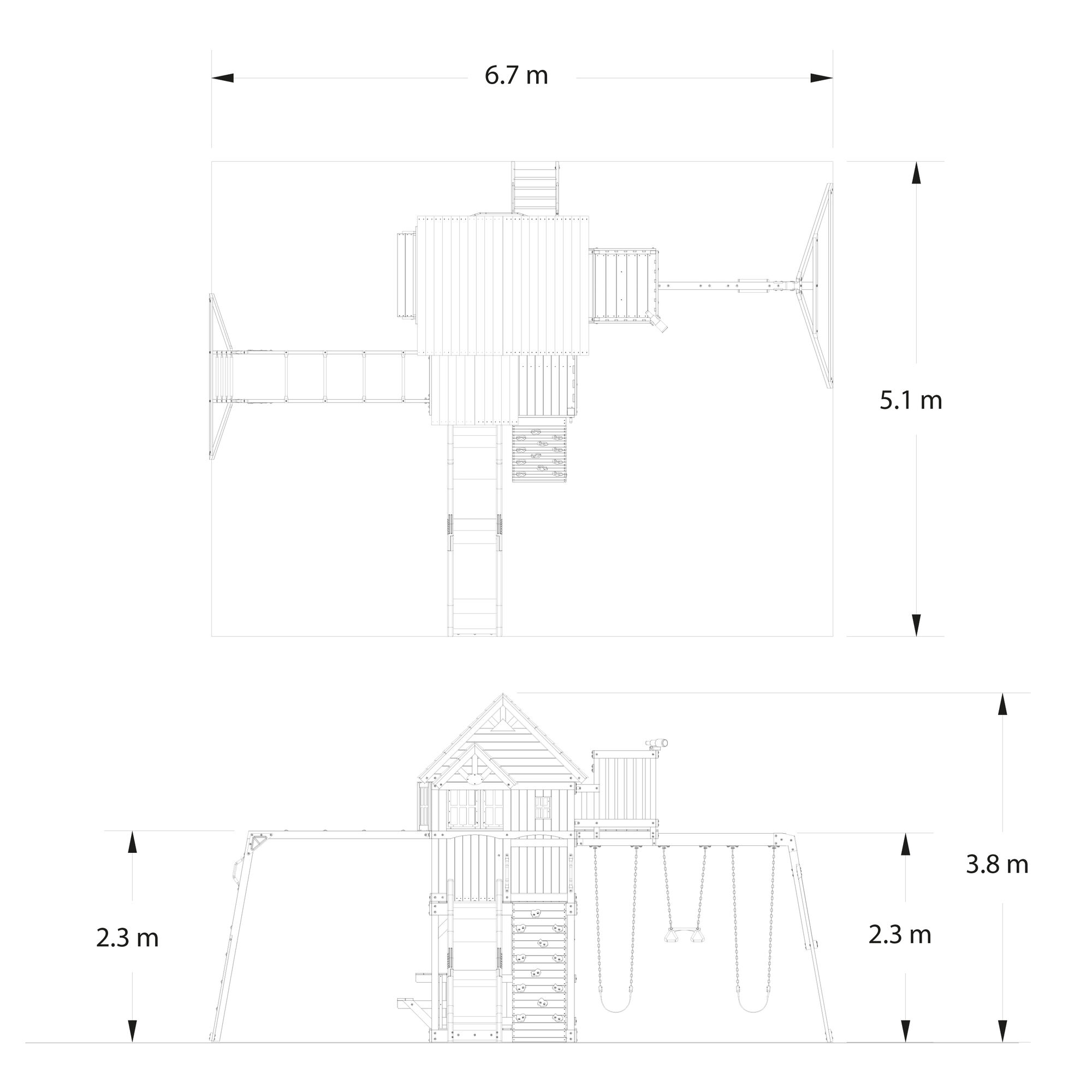 Backyard Discovery Skyfort II Spielturm mit Schaukel, Rutsche, Kletterwand und Aussichtsturm