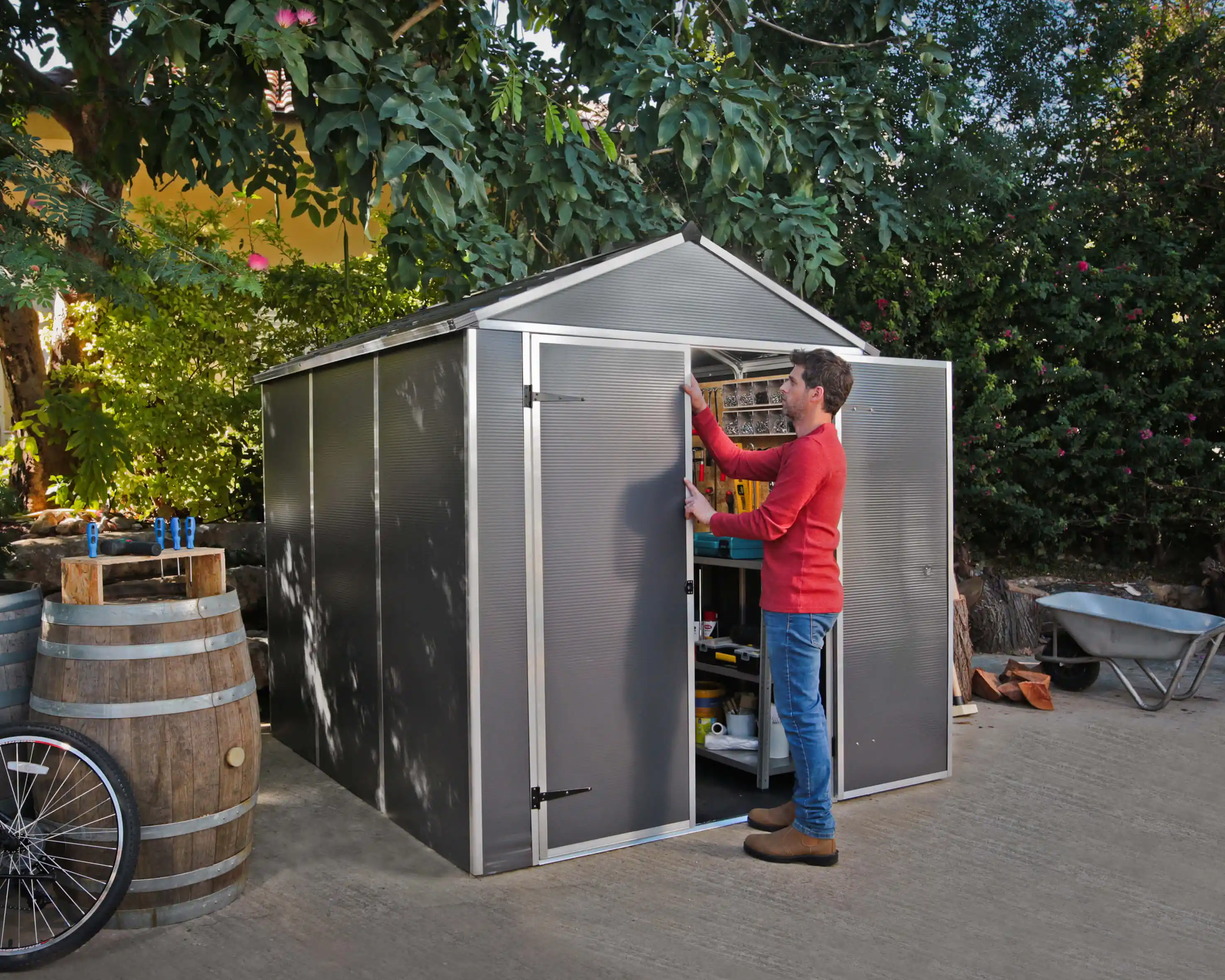 Canopia Rubicon 229X185X217 cm Ultra Duurzame openlucht Opslag Schuur voor tuin Donkergrijs-7290108603408 Canopia Rubicon 229X185X217 cm Ultra Duurzame openlucht Opslag Schuur voor tuin Donkergrijs