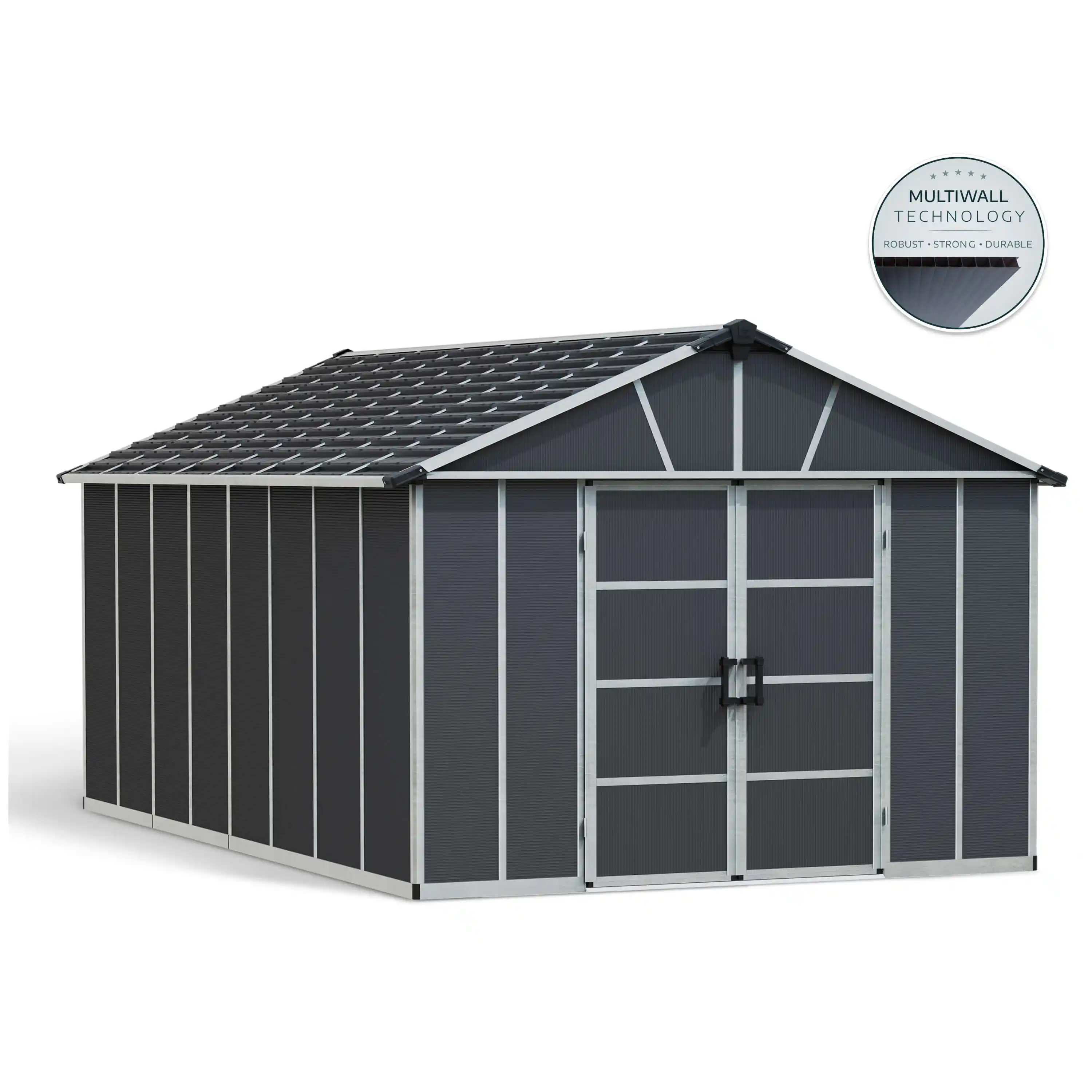 Canopia Yukon grote 519X332 cm schuur met vloer Donkergrijs-7290108139297 Canopia Yukon grote 519X332 cm schuur met vloer Donkergrijs