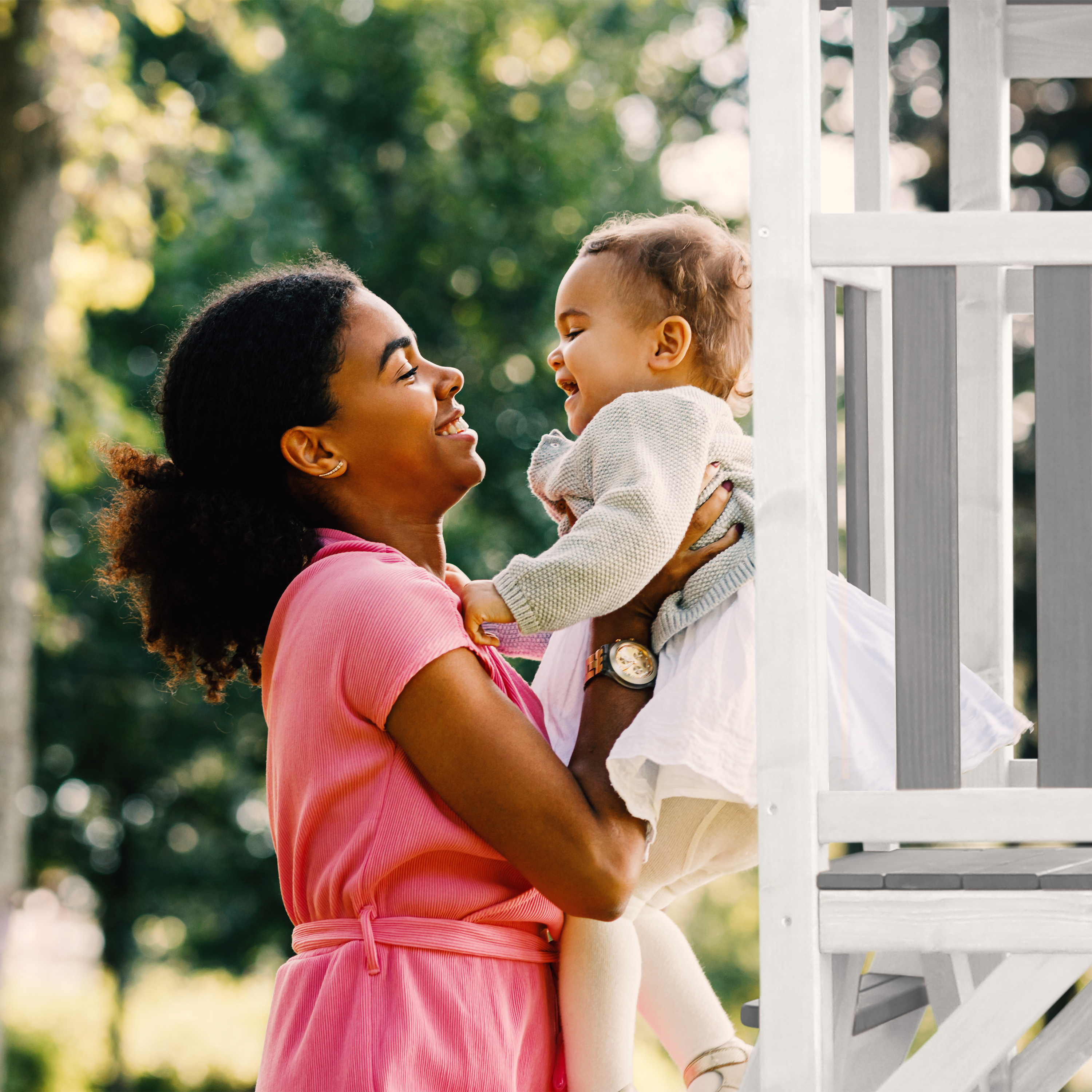AXI Beach Tower with Single Swing Set Grey/White - Grey Slide