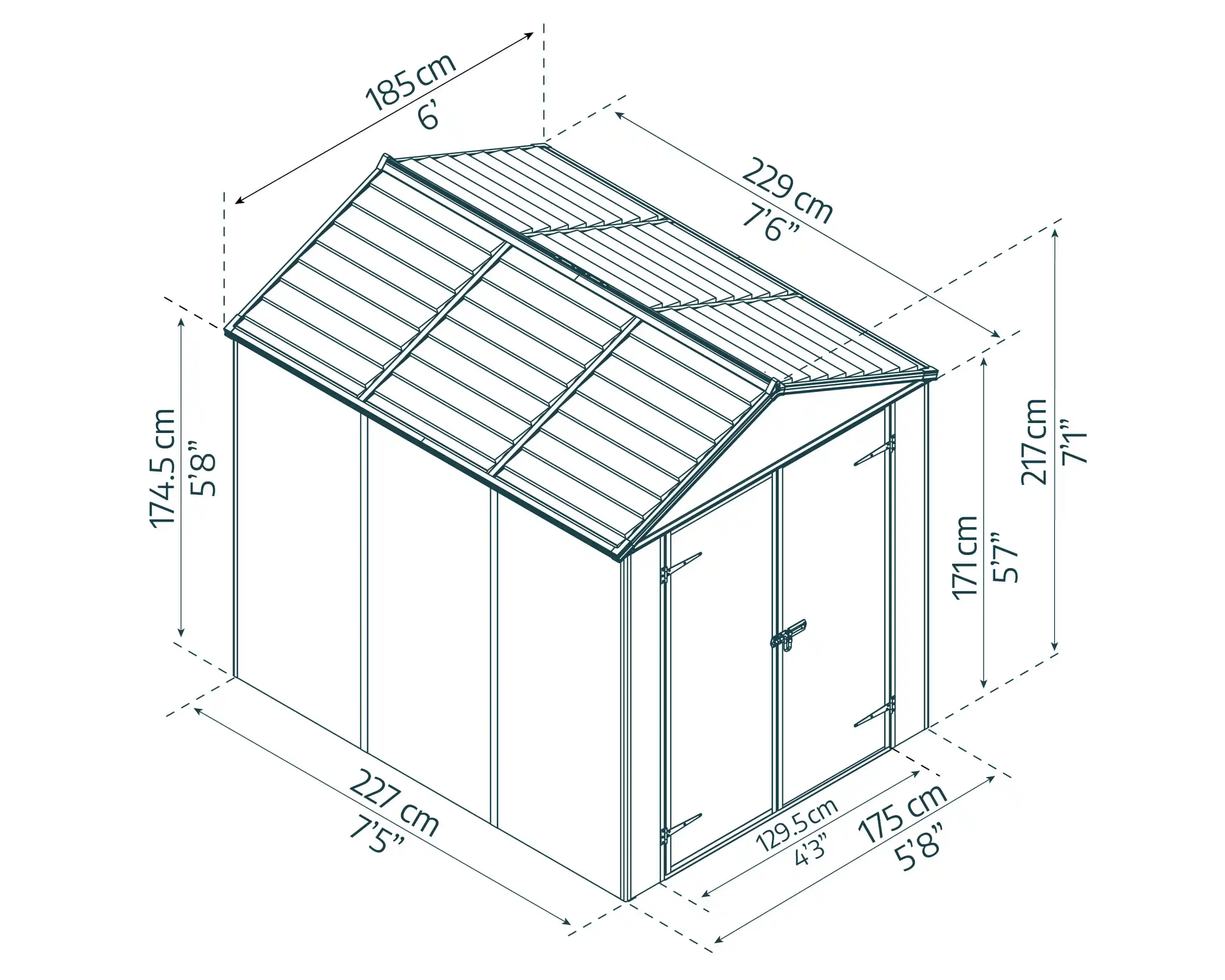 Canopia Rubicon 229X185X217 cm Ultra Duurzame openlucht Opslag Schuur voor tuin Donkergrijs-7290108603408 Canopia Rubicon 229X185X217 cm Ultra Duurzame openlucht Opslag Schuur voor tuin Donkergrijs