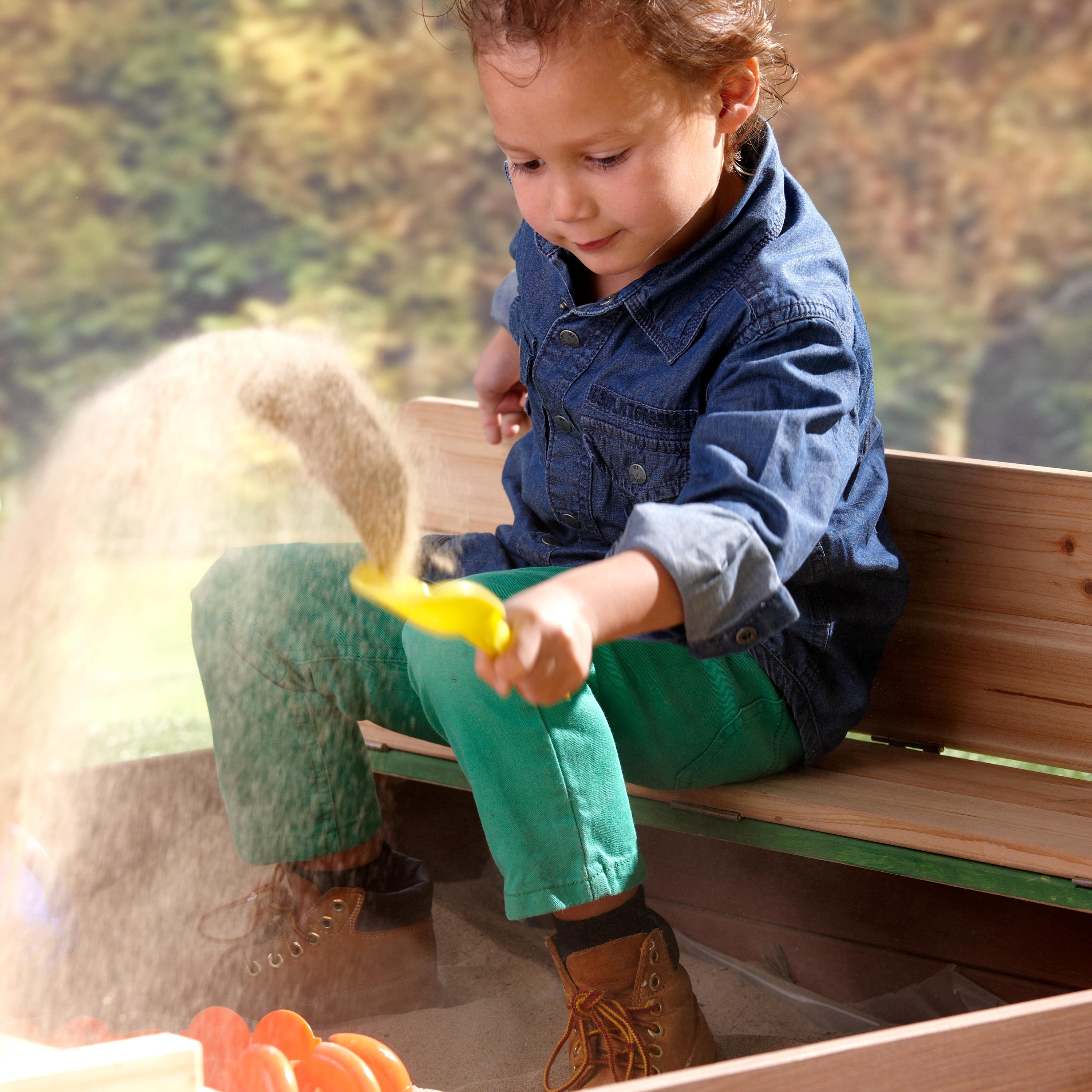 AXI Ella XL Sandbox - 120 x 120 cm - Brown/Green