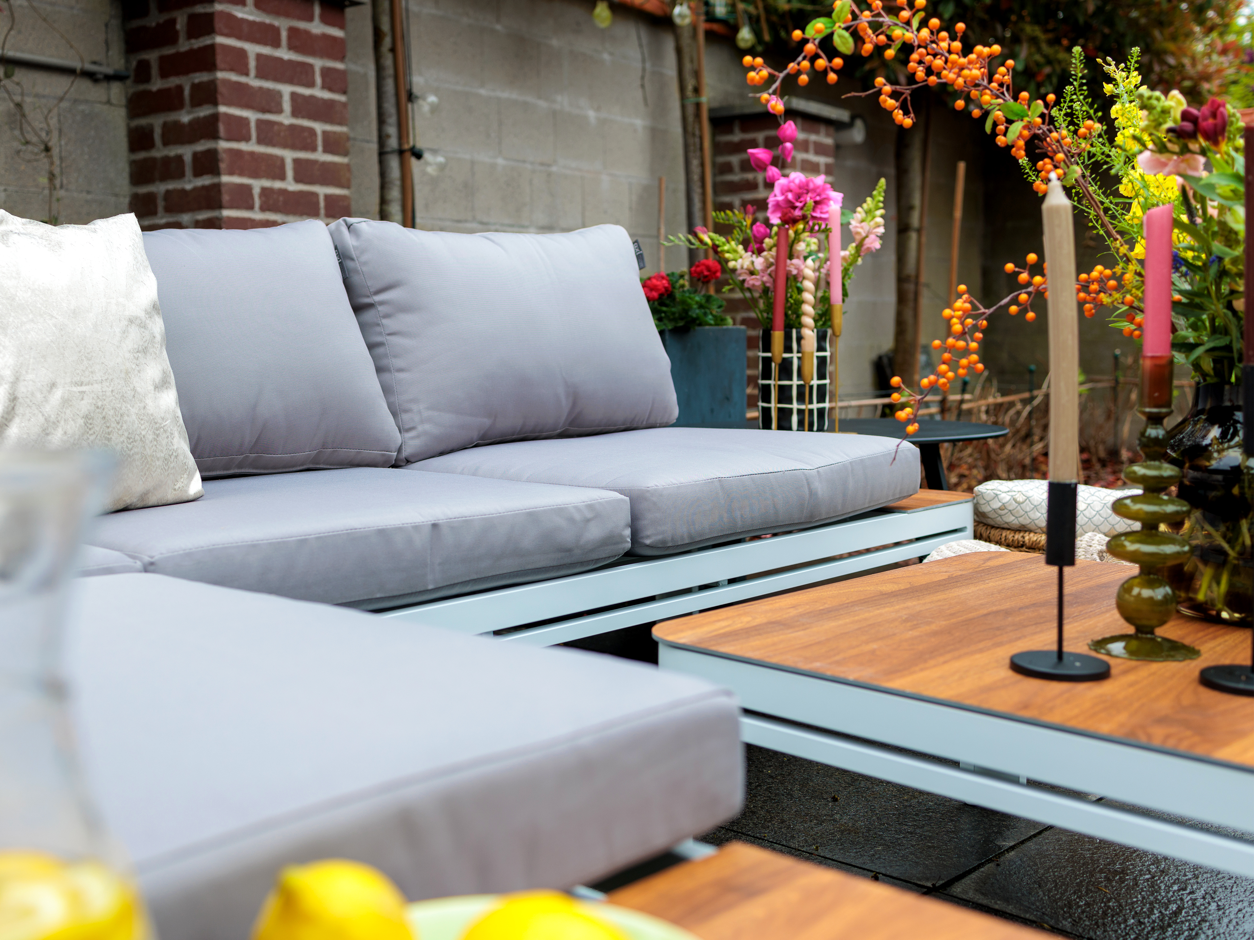 AXI Eos Lounge Set with Lounger White with Wood-Look PSPC