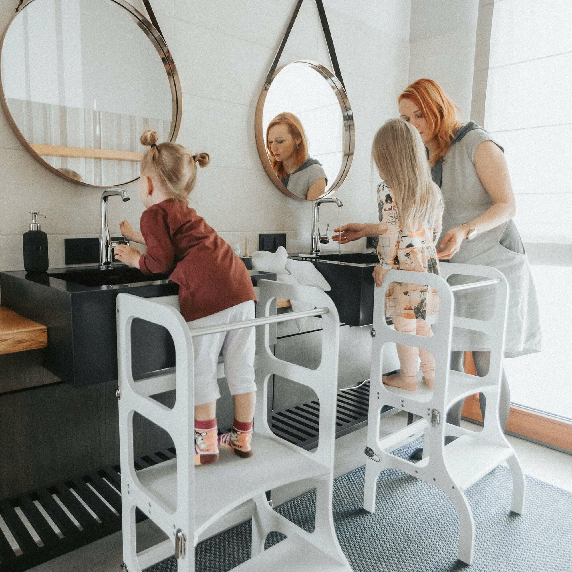 Ette Tete Step'n'Sit leertoren inklapbaar van hout wit 