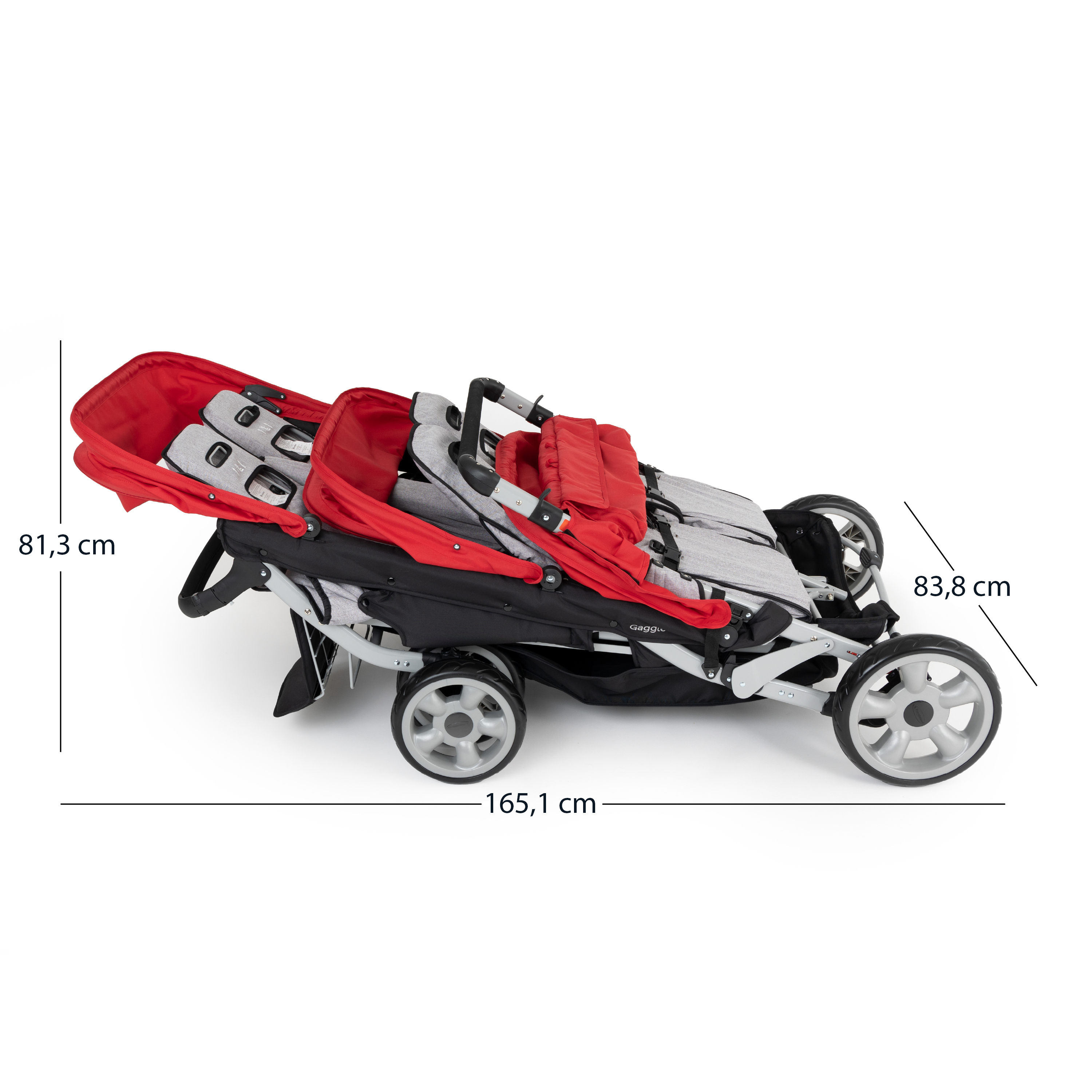 Gaggle Jamboree Folding Stroller for 6 children - Red-0849801015185 Gaggle Jamboree Folding Stroller for 6 children - Red