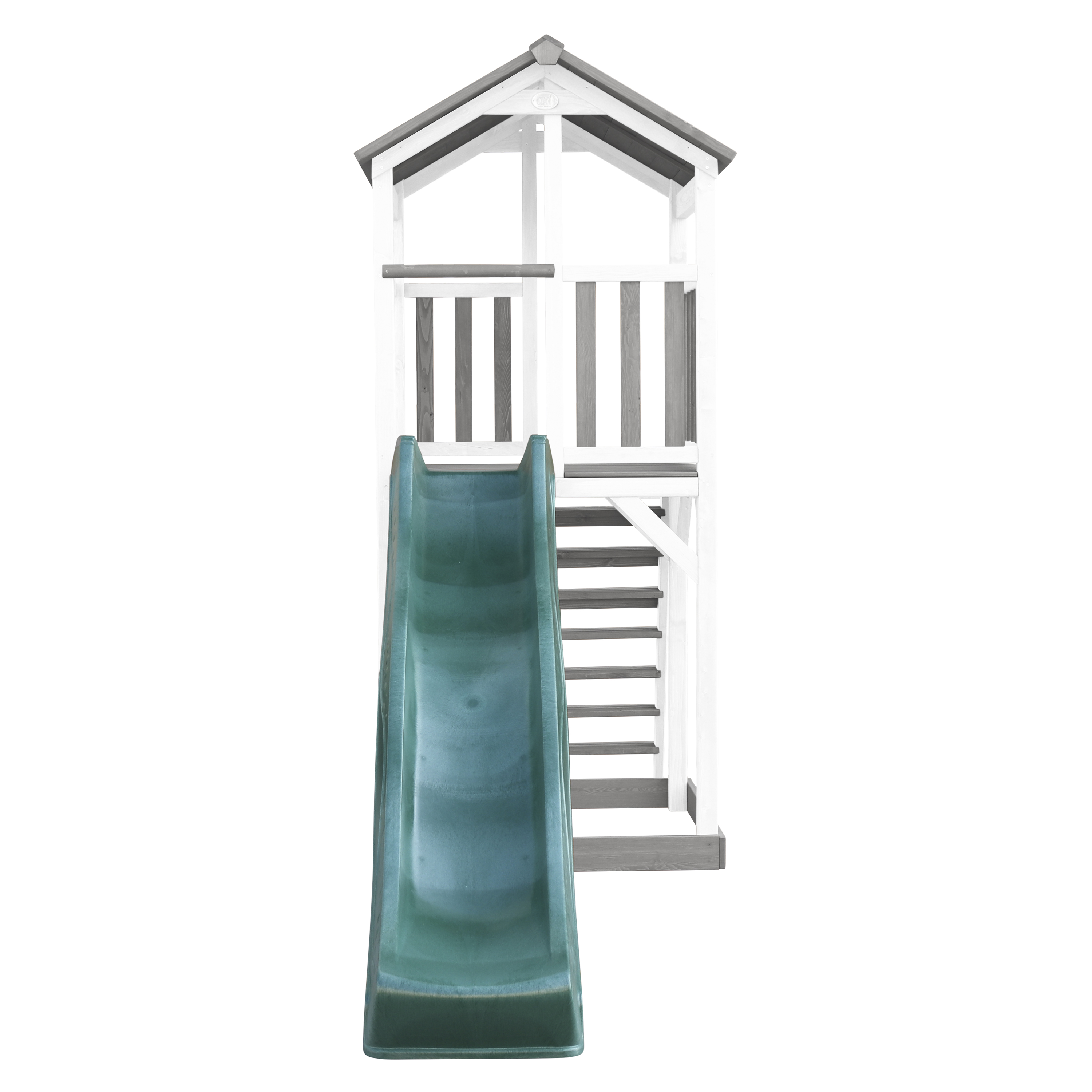 AXI Beach Tower Spielturm Grau und Weiß - Grüne Rutsche