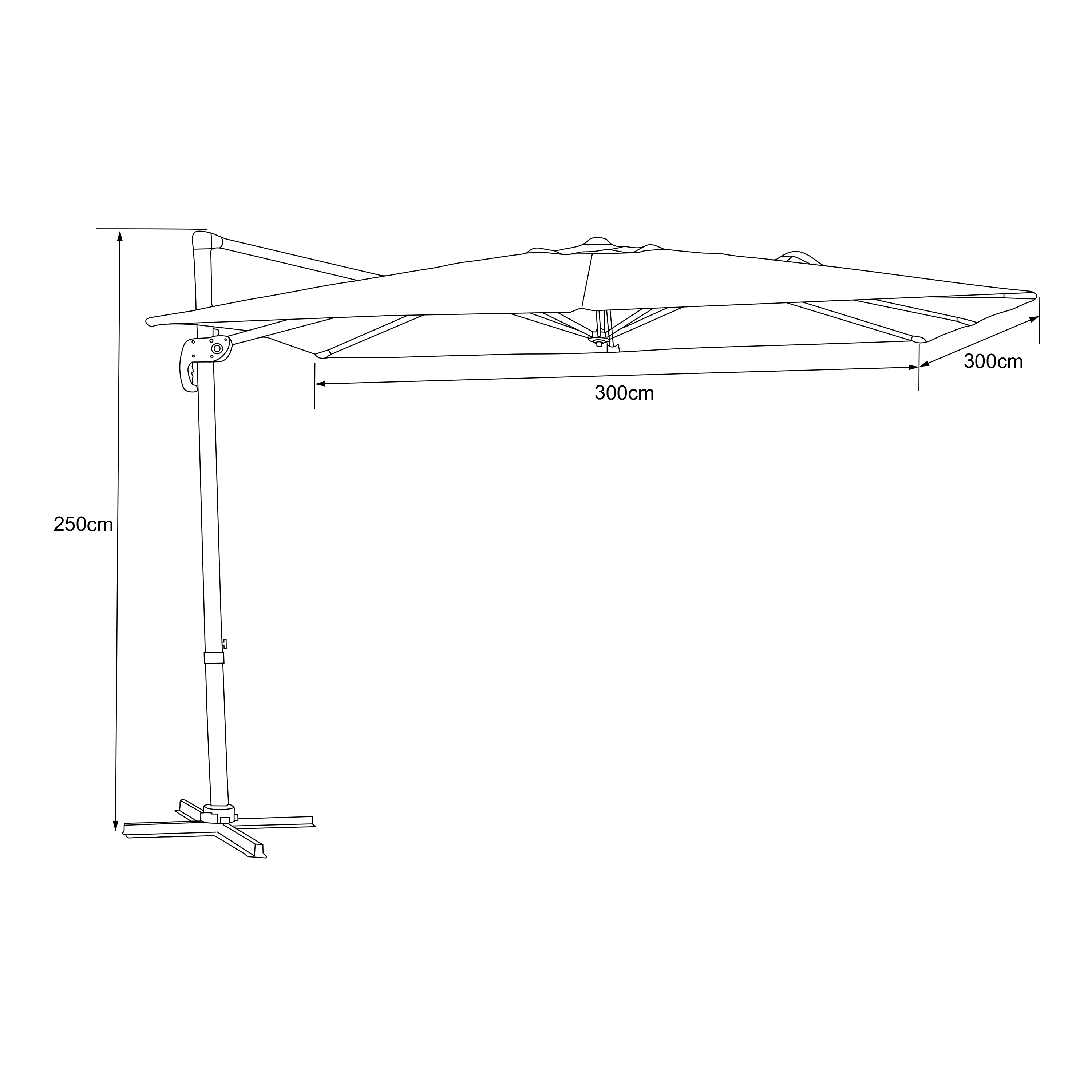 AXI Nima Ampelschirm 300x300cm Weiß/Grau 