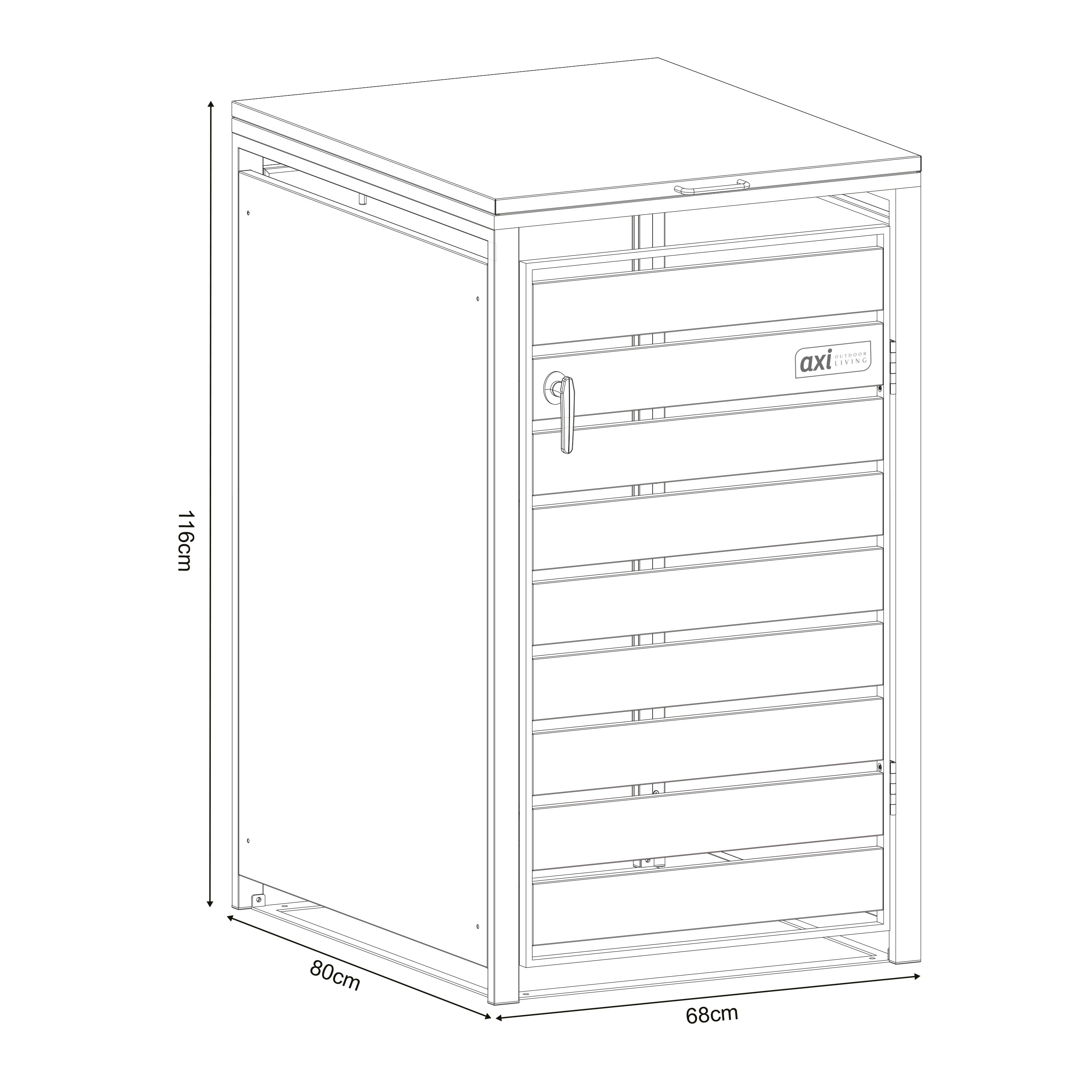 AXI Lucas Mülltonnenbox aus Metall in Anthrazit/Holzoptik – 1 Tonne