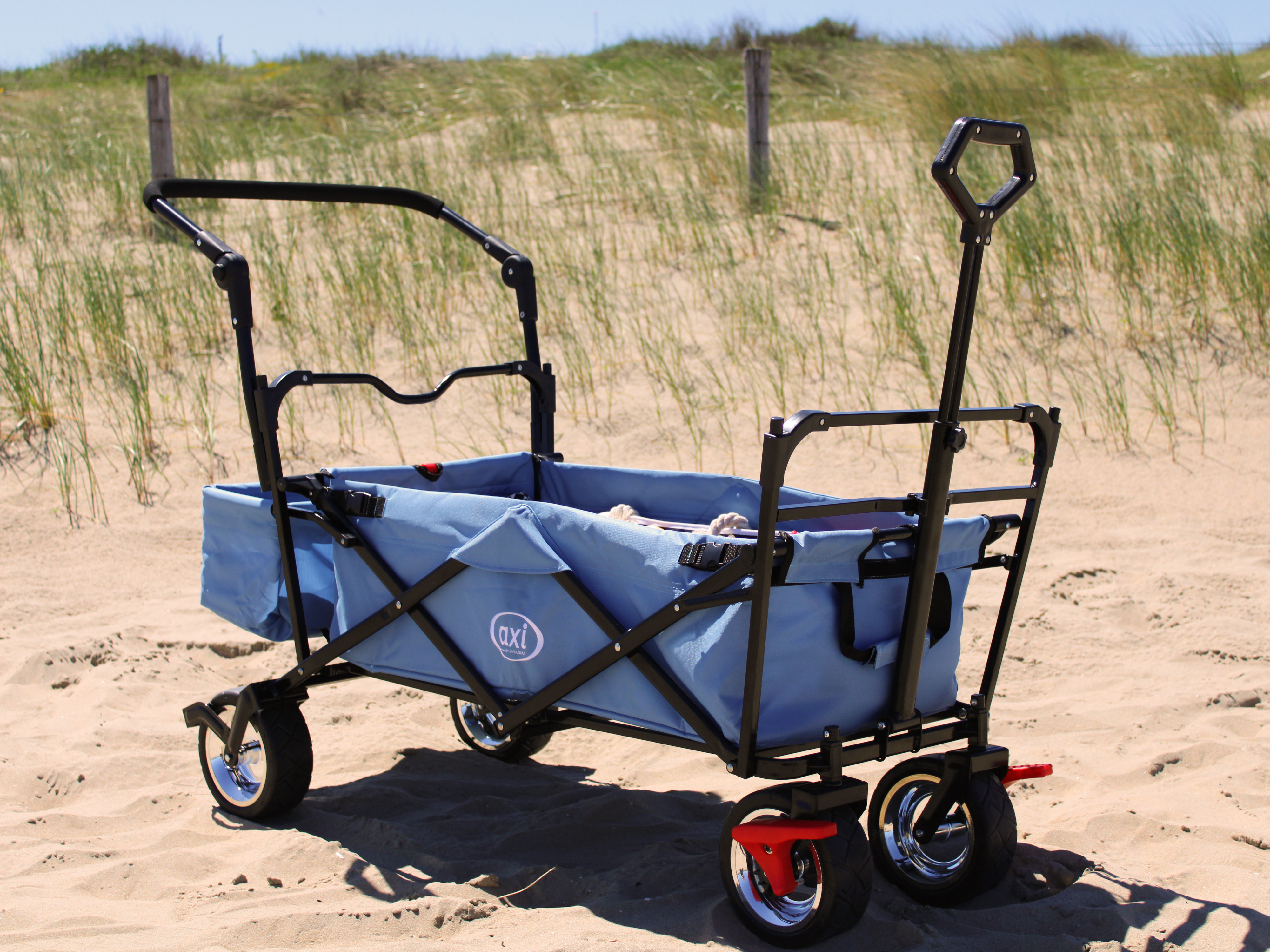 AXI AB210 Foldable Beach Wagon with roof. bag. brake. and handlebar - Blue