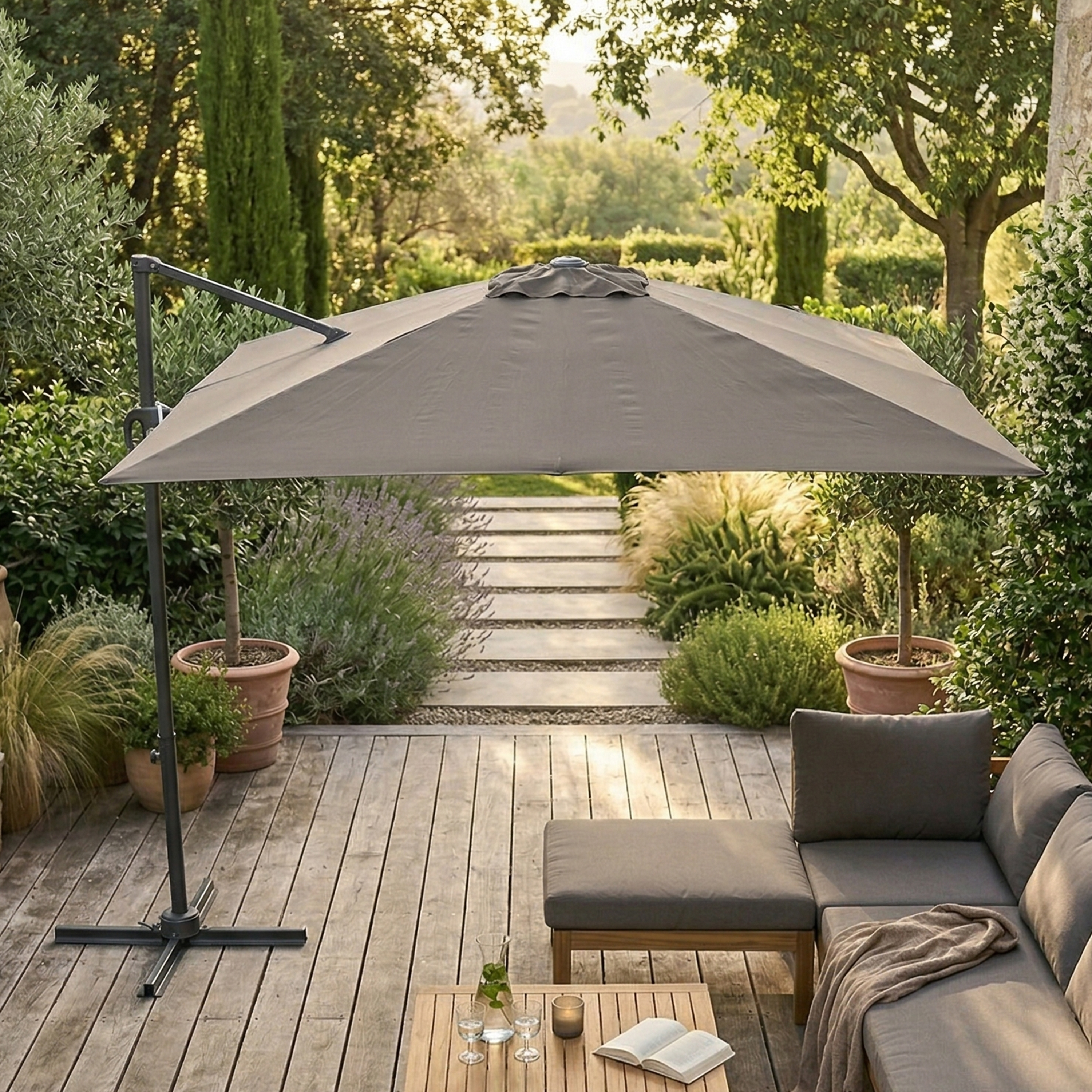 AXI Mira Cantilever Parasol 300x300cm Anthracite/Taupe