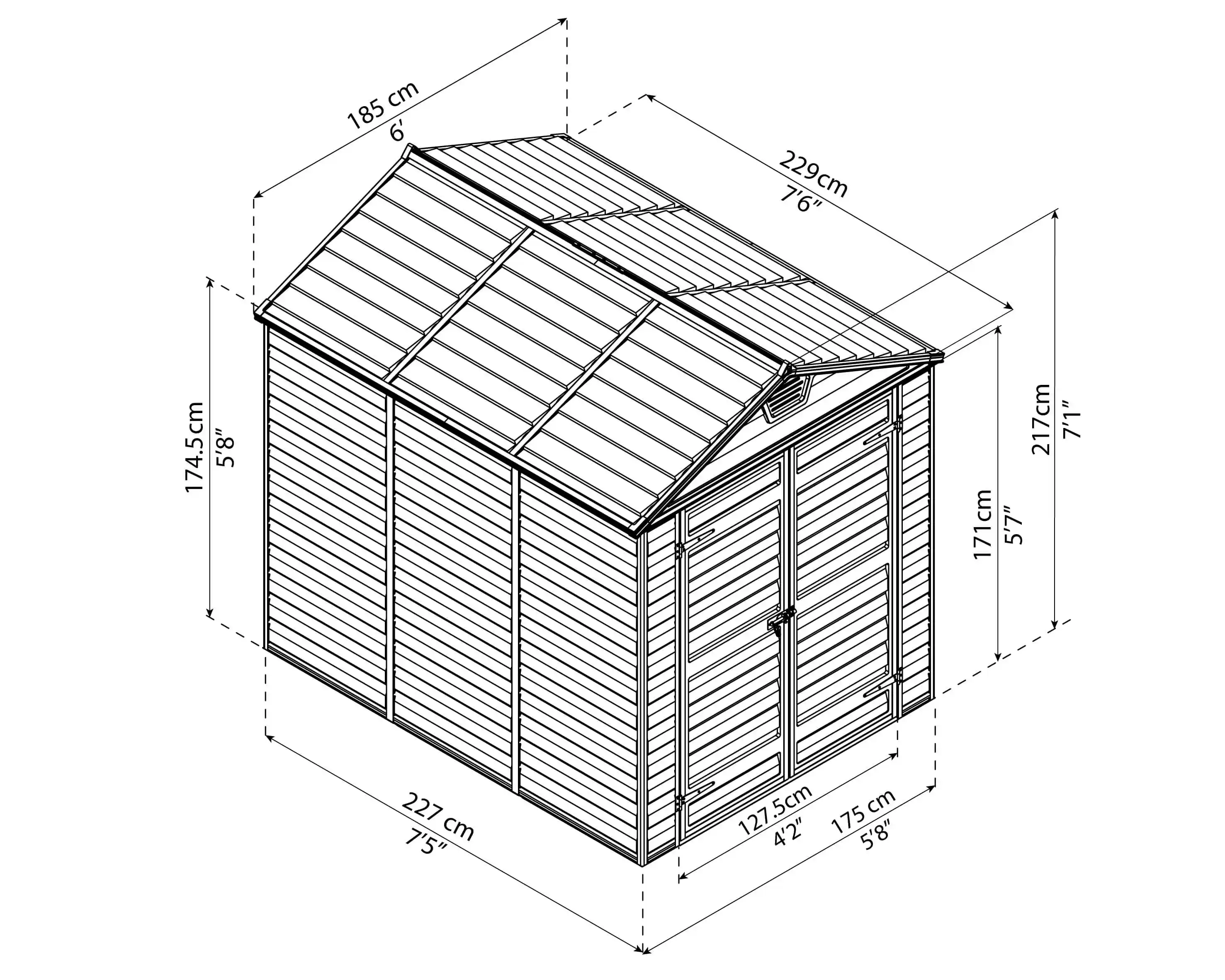 Canopia Skylight Schuppen für den Garten 229X185X217cm Amber