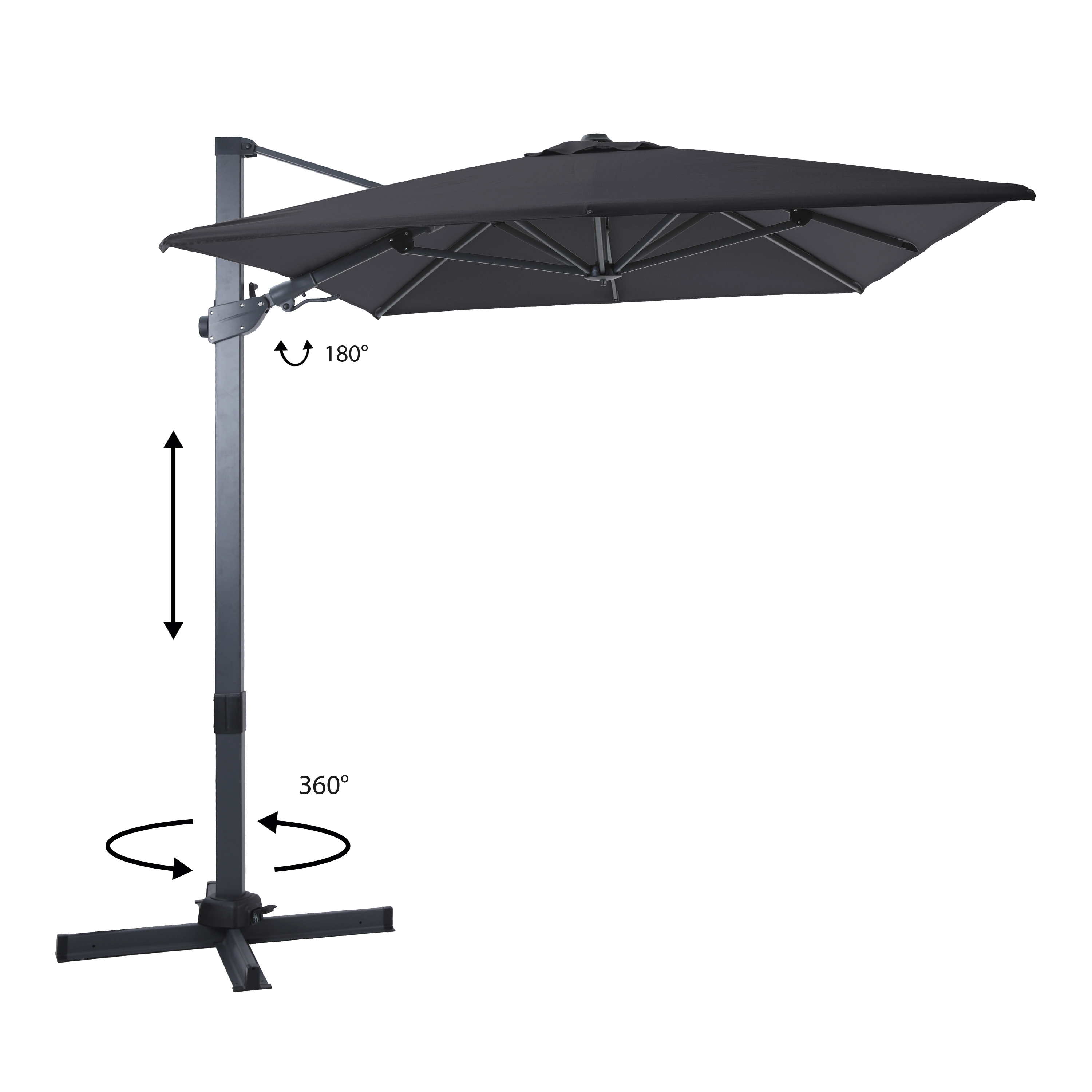 AXI Milad Premium Zweefparasol 200x300cm Antraciet/grijs 