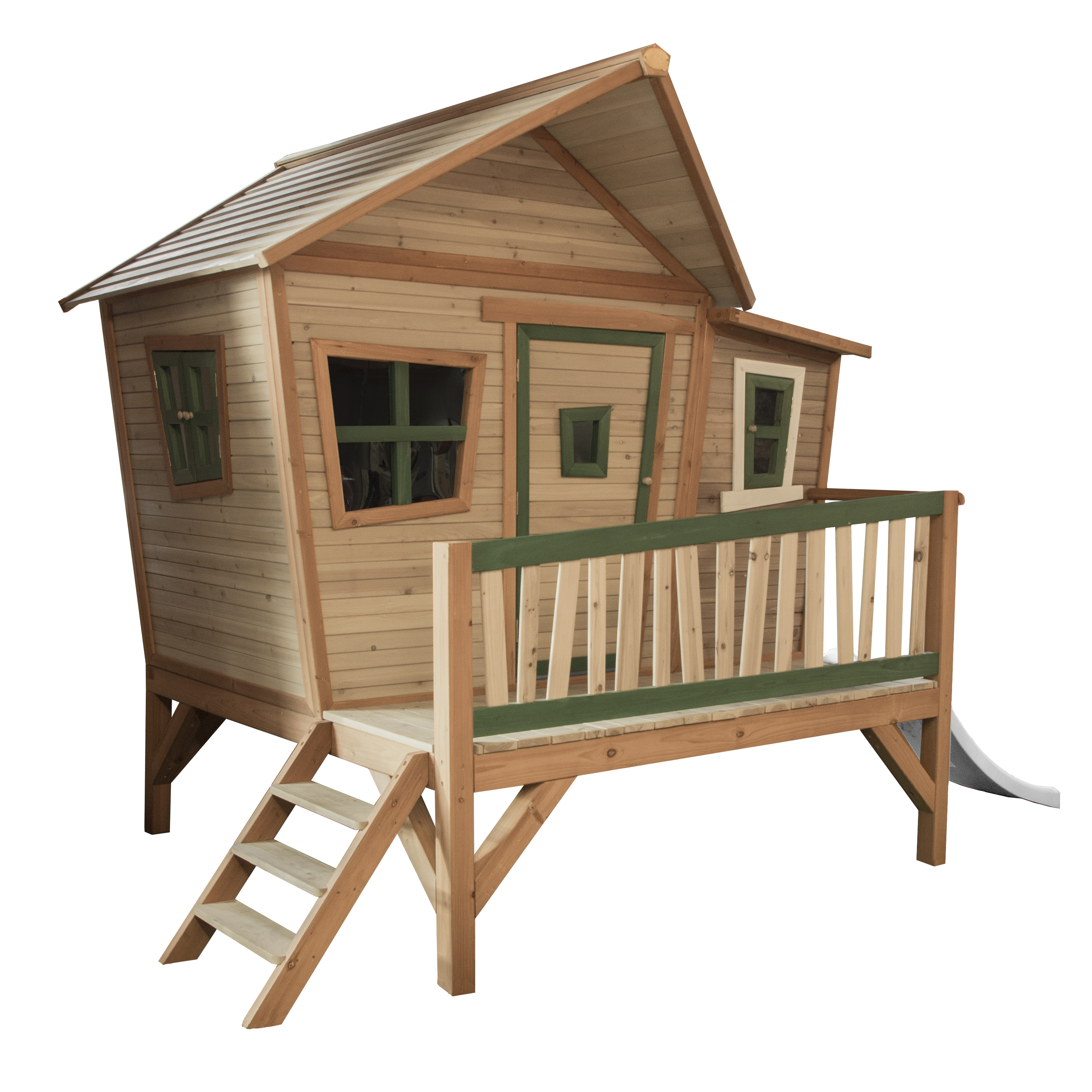 AXI Emma Playhouse Brown/Green - White Slide-8717973938118 AXI Emma Playhouse Brown/Green - White Slide