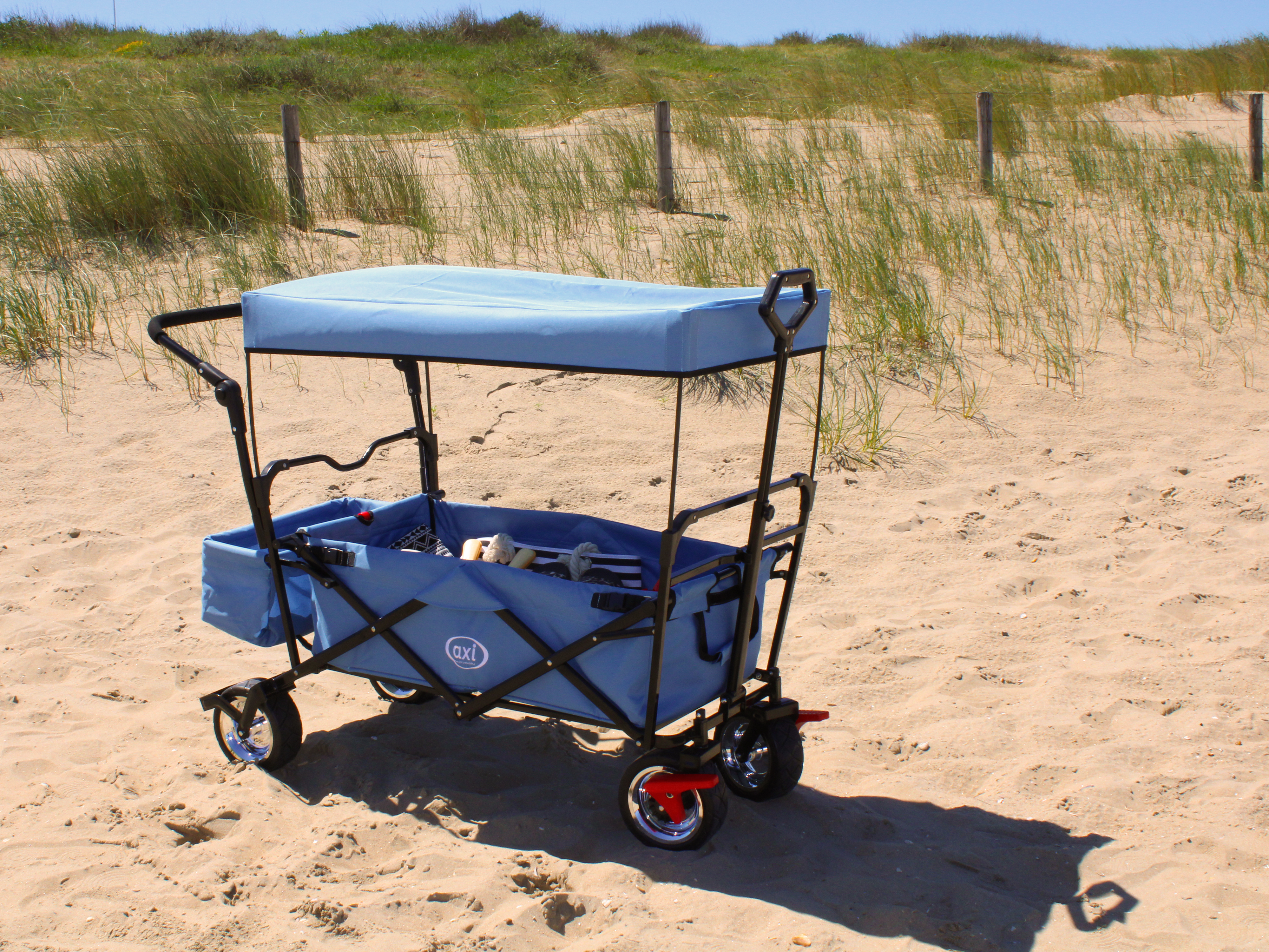 AXI AB210 Foldable Beach Wagon with roof. bag. brake. and handlebar - Blue