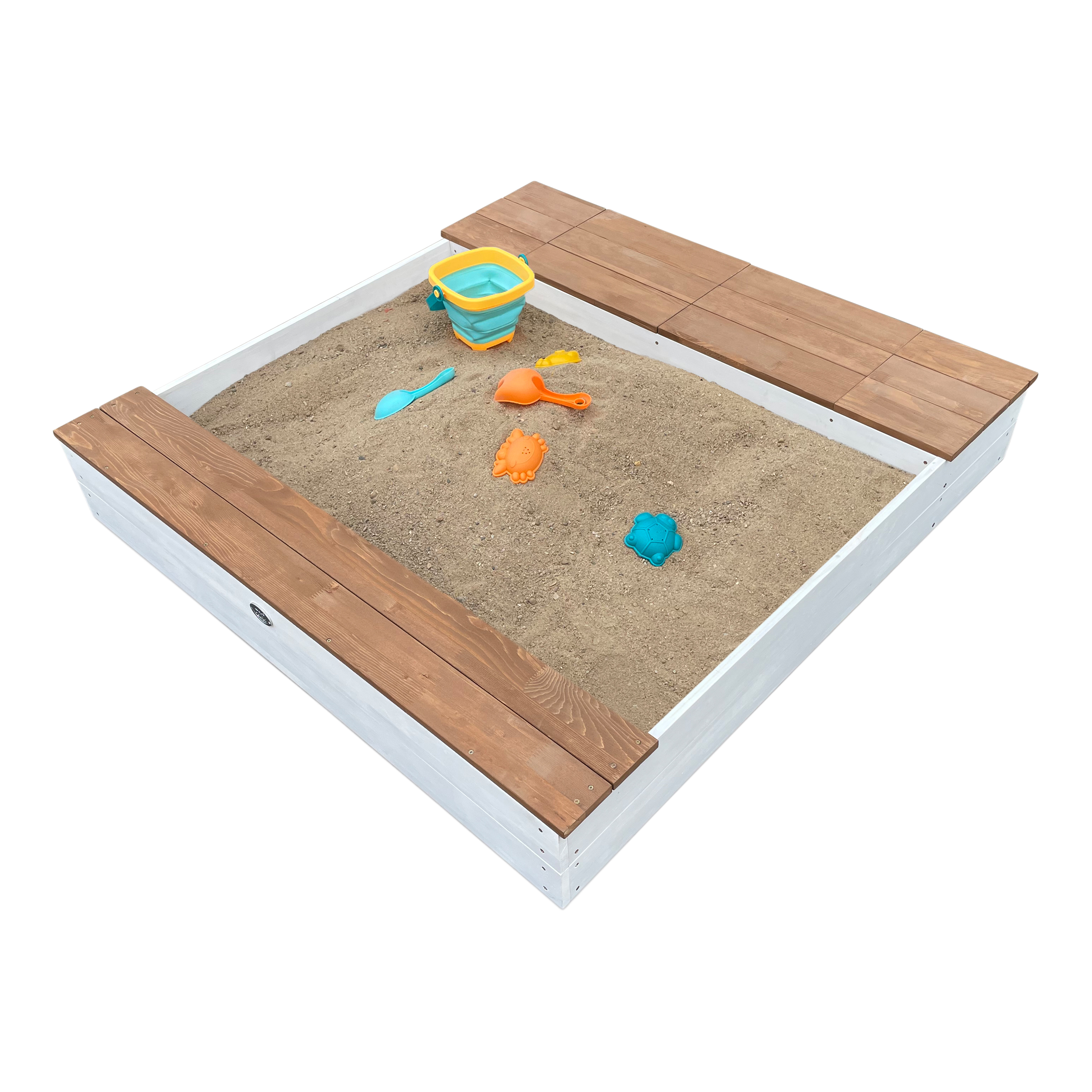 AXI Evy Sandbox with Bins and Storage - 119 x 117 cm - White/Brown