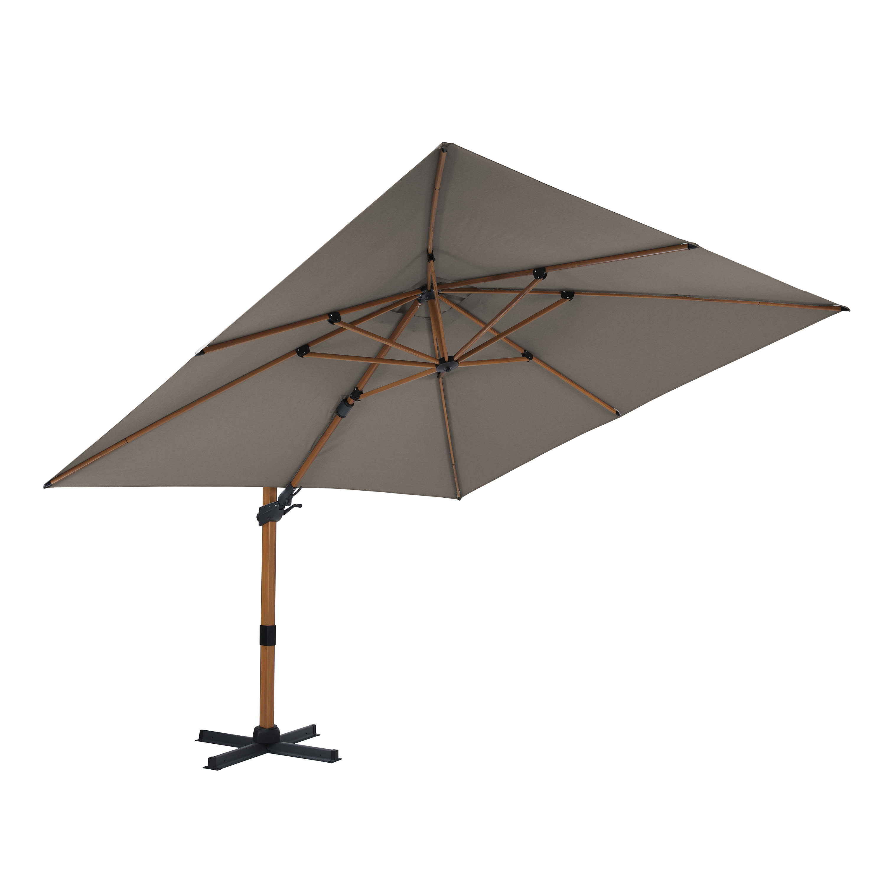 AXI Apollo Premium Zweefparasol 300x300cm Houtlook/taupe 